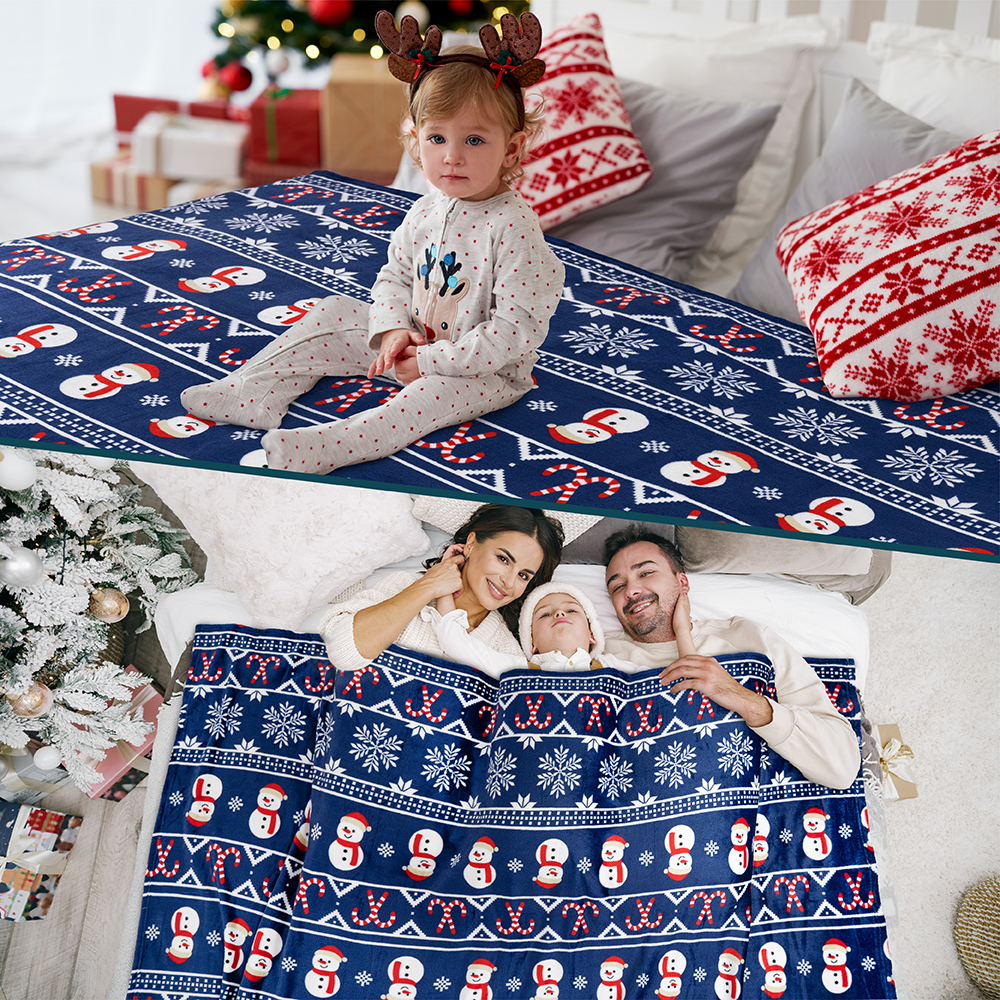 Merry Christmas Throw Blanket Holiday Pattern Decor Soft Fleece Sofa Couch Gift - Picture 8 of 110