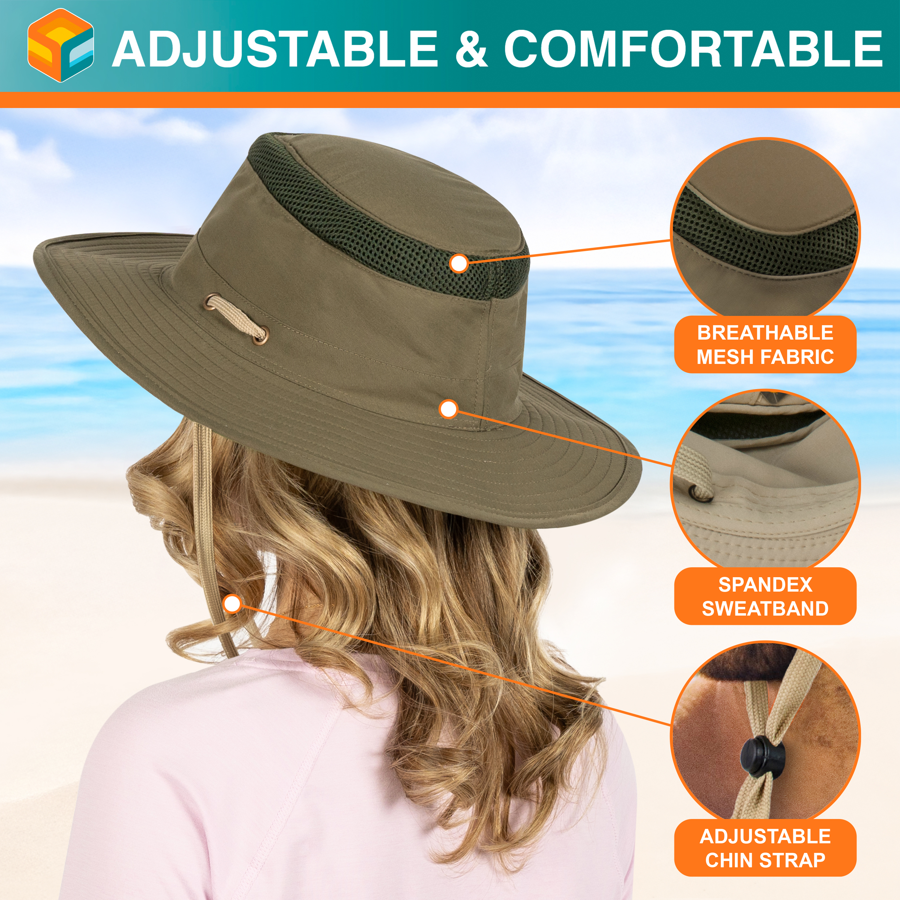 Wide Brim Sun Hat UV Protection Bucket Cap for Hiking Camping Fishing Safari Men - Picture 35 of 47
