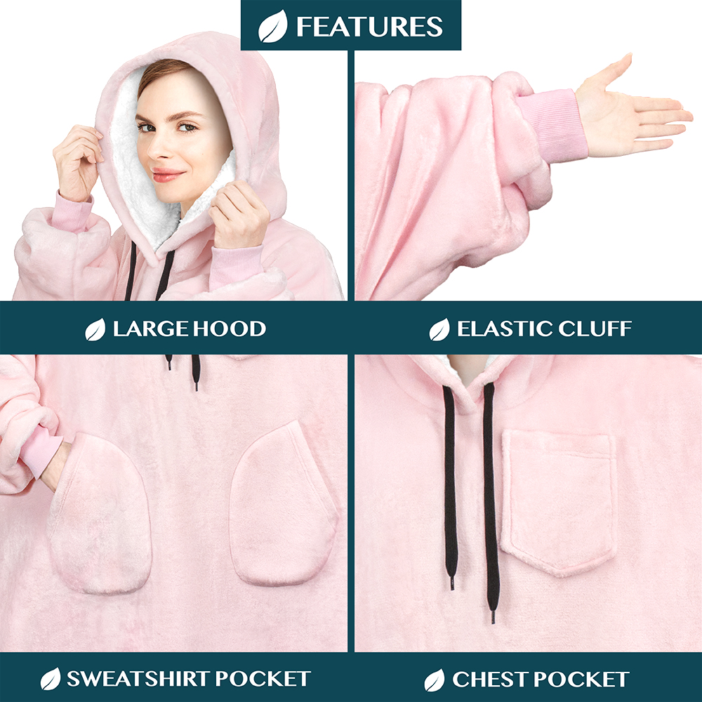 Manta Sudadera Sherpa Forro Felpa Suave Cómoda Vellón Gran Tamaño Sudadera con Capucha Bolsillo - Imagen 68 de 118