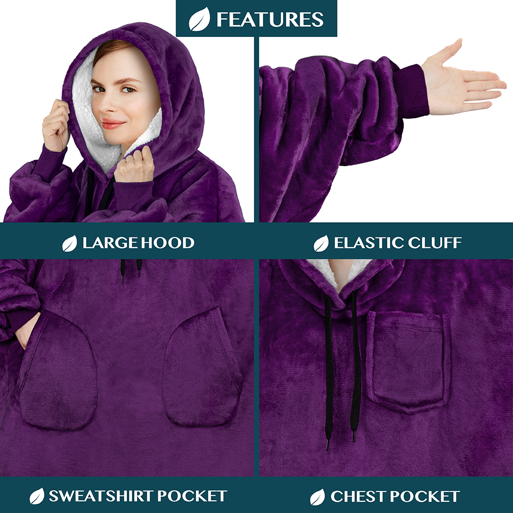 Manta Sudadera Sherpa Forro Felpa Suave Cómoda Vellón Gran Tamaño Sudadera con Capucha Bolsillo - Imagen 86 de 118