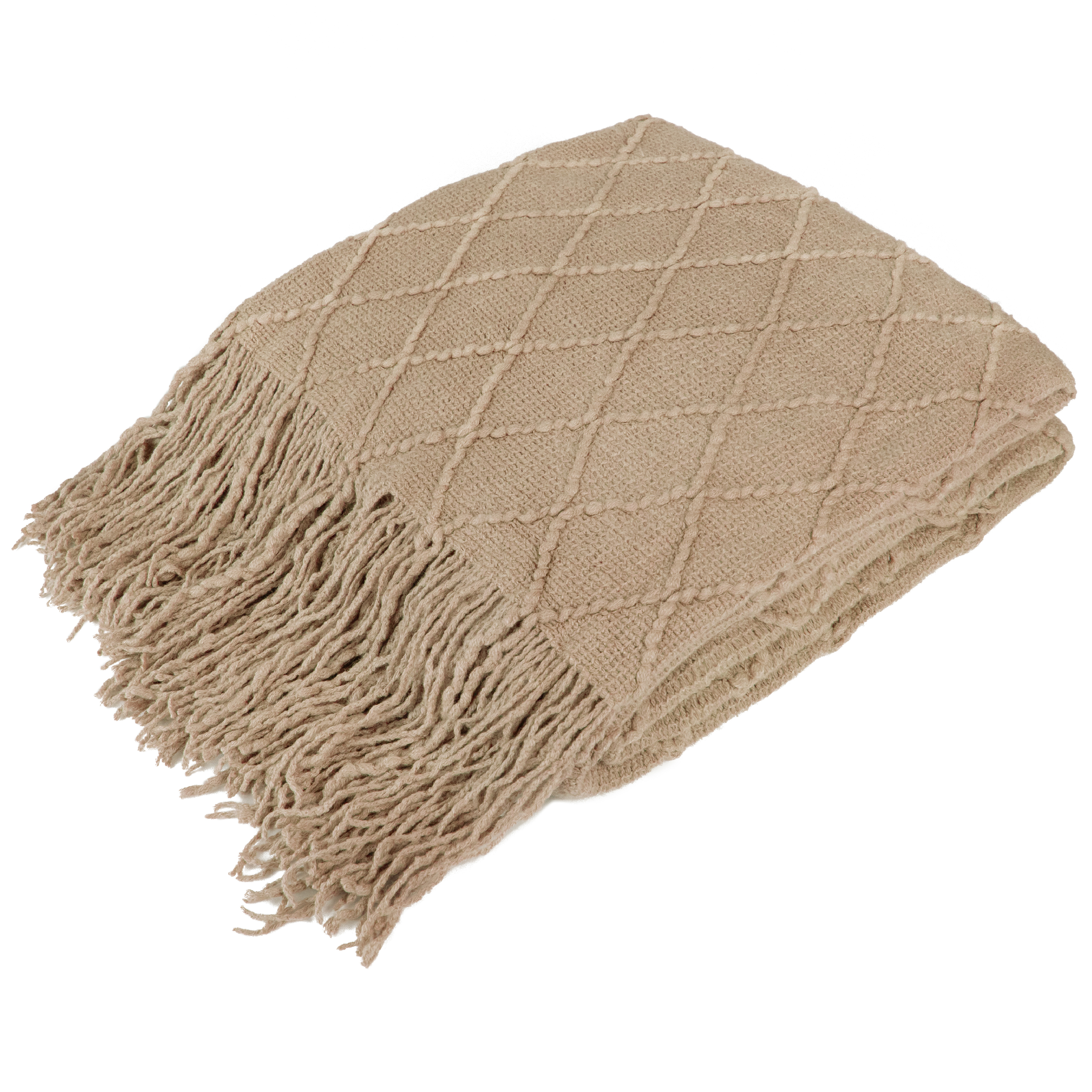 Decorative Fringe Throw Blanket for Couch Bed Sofa Soft Texture Knitted Blanket - Picture 56 of 64