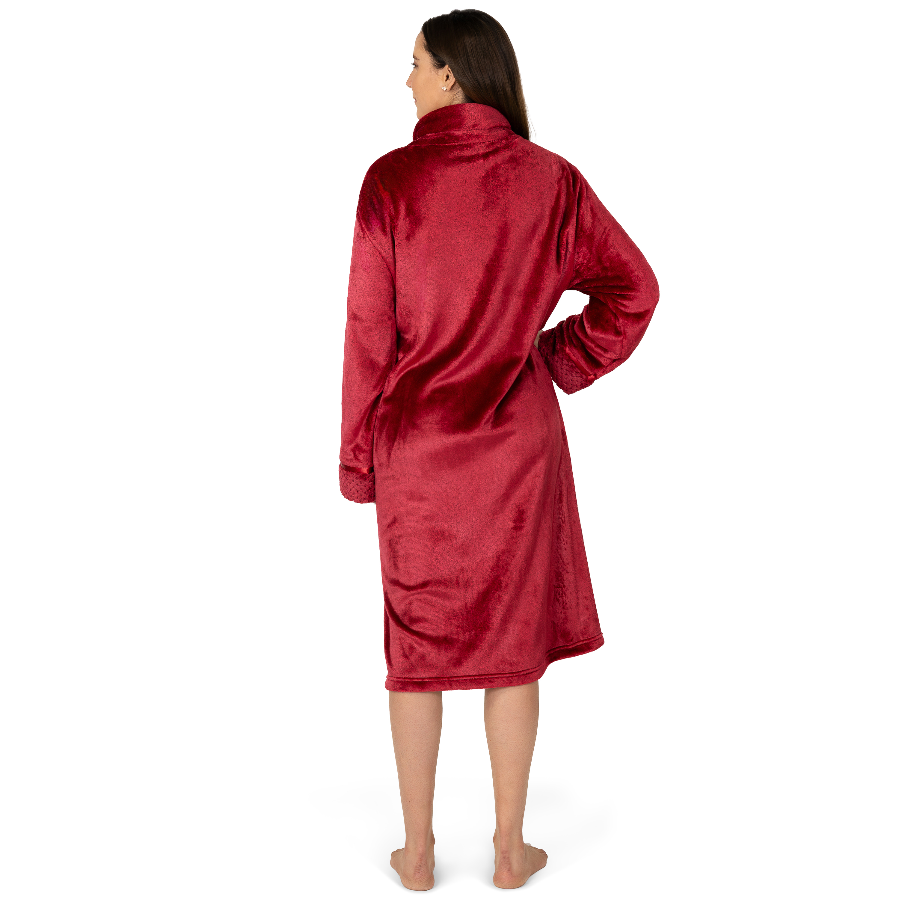 Women Zipper Robe Housecoat Lounger Zip Up Robe Full Length Satin Trim Ladies - Picture 83 of 89