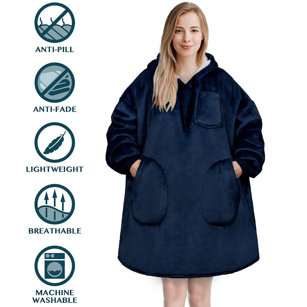 Manta Sudadera Sherpa Forro Felpa Suave Cómoda Vellón Gran Tamaño Sudadera con Capucha Bolsillo - Imagen 64 de 118
