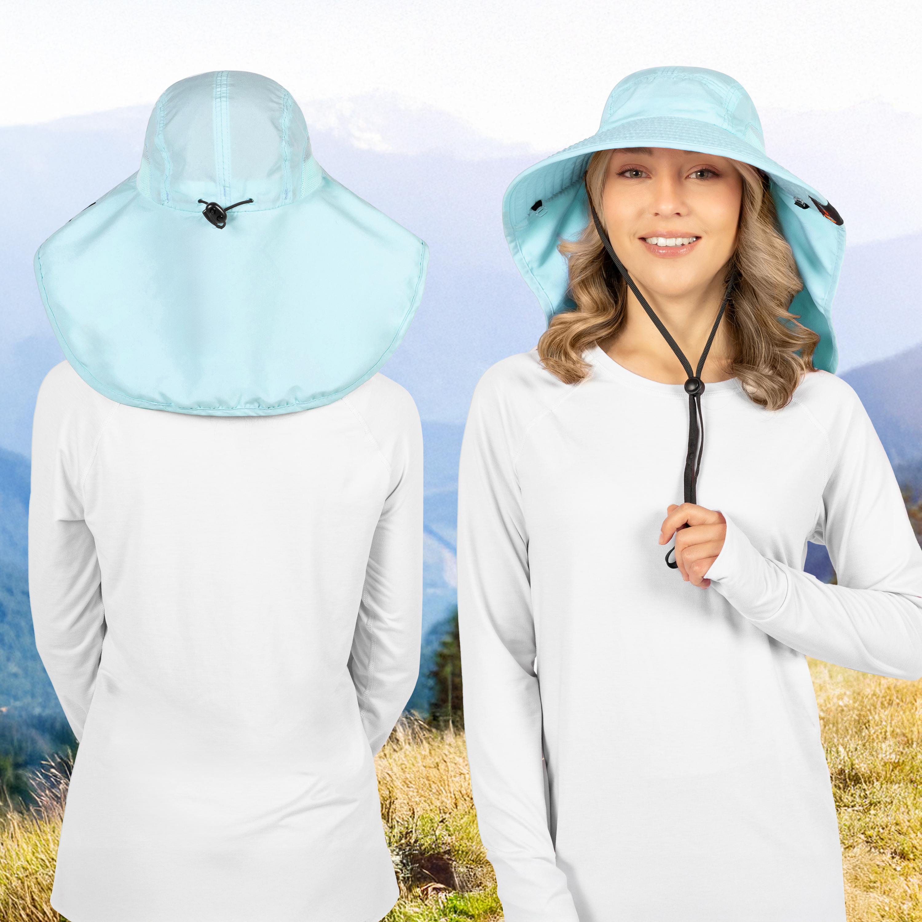 Sombrero para el Sol con Solapa para el Cuello Ala Ancha Sombrero para Senderismo 50+UPF Hombres Mujeres Pesca Safari FPS - Imagen 63 de 128