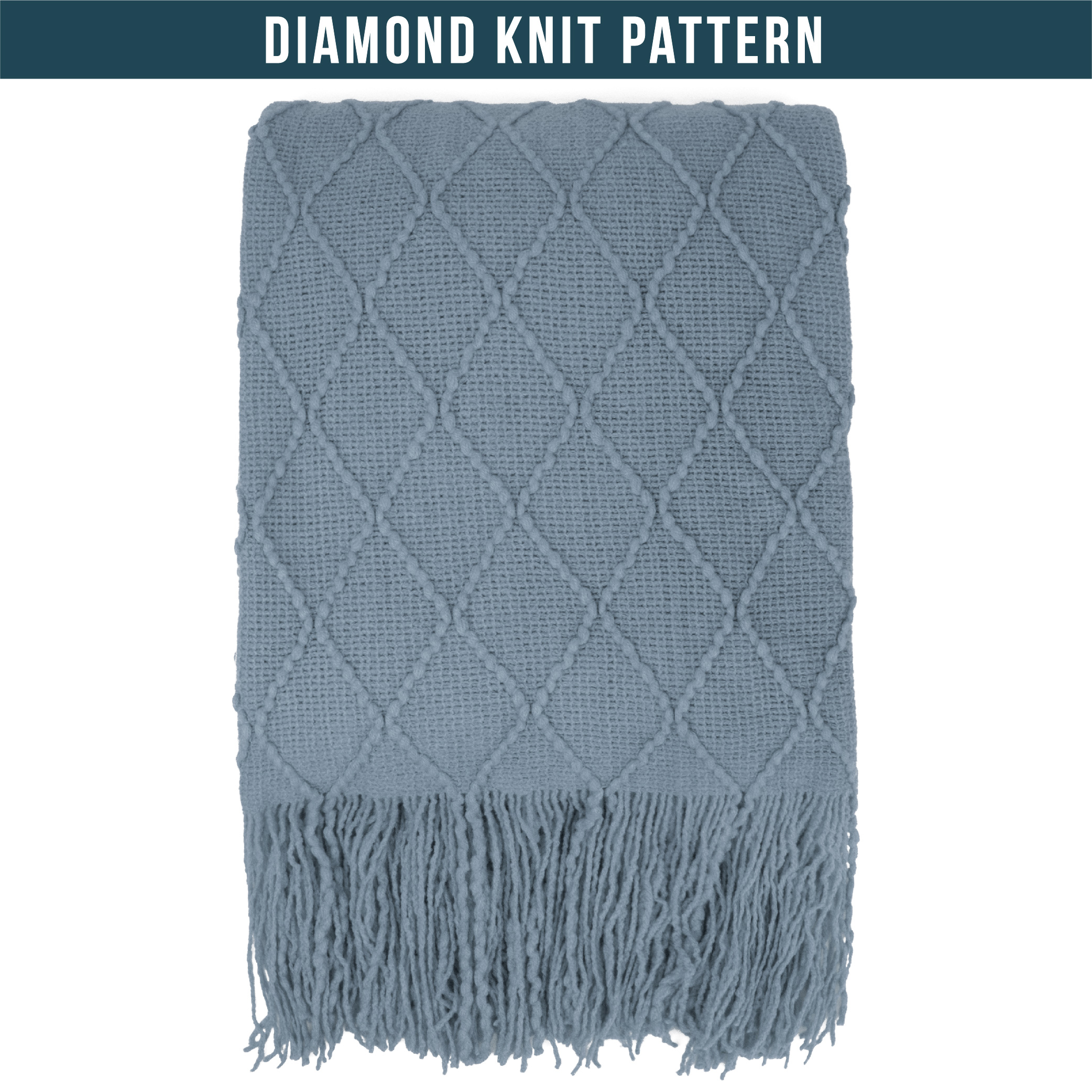 Decorative Fringe Throw Blanket for Couch Bed Sofa Soft Texture Knitted Blanket - Picture 49 of 64
