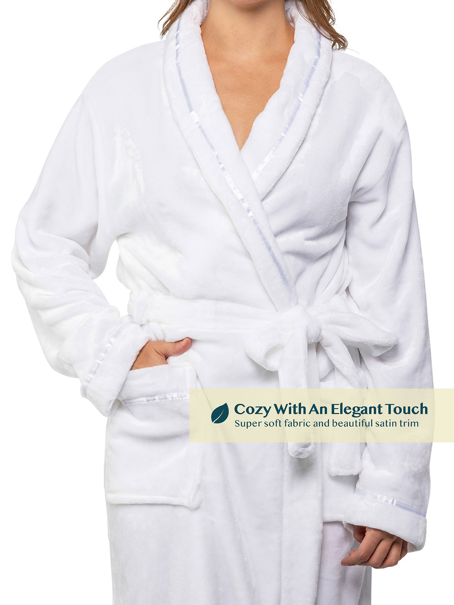 Women Fleece Bath Robe Plush Shawl Collar Spa Robe Soft Microfiber Long Bathrobe - Picture 87 of 99