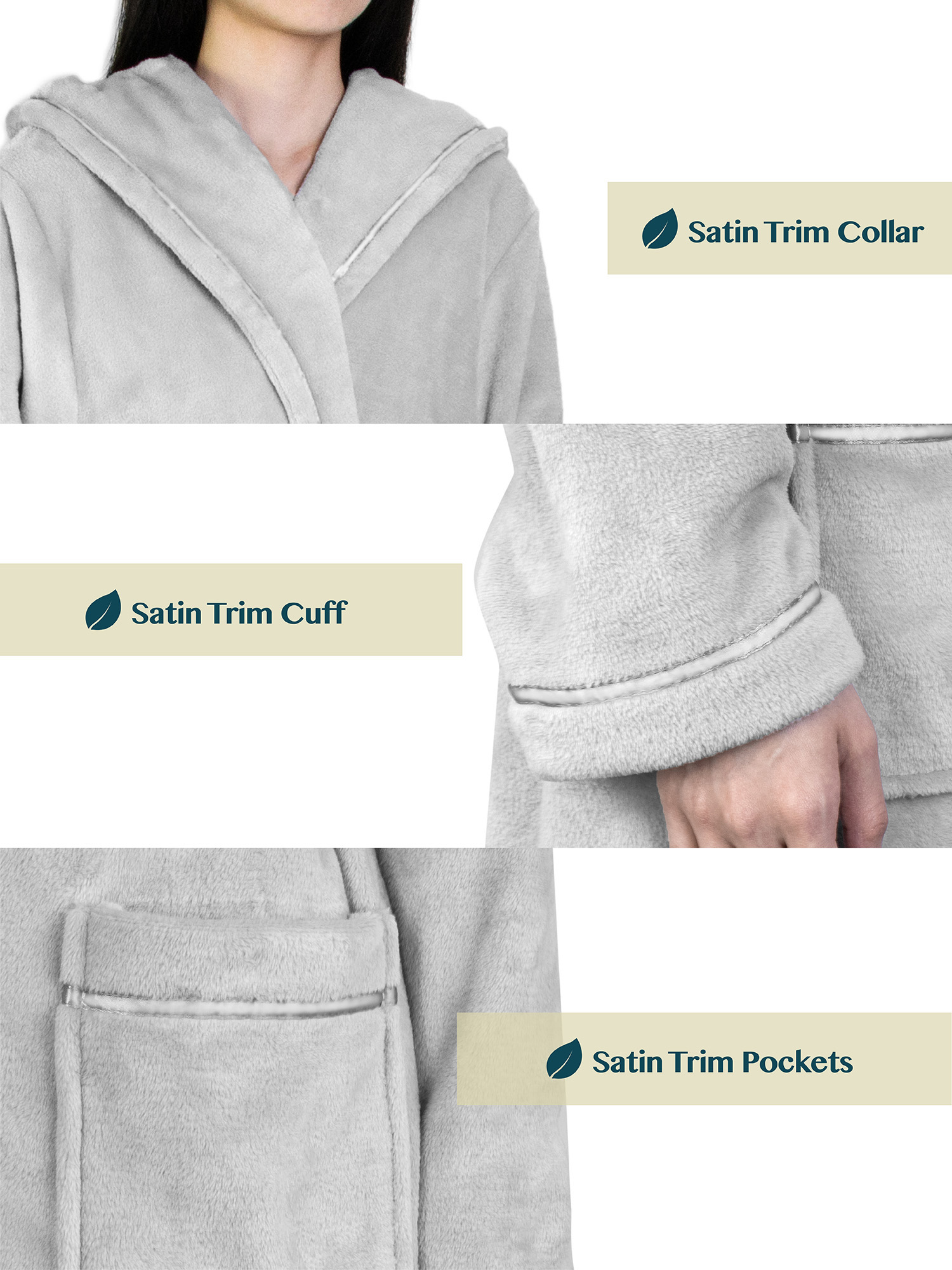 Womens Fleece Hooded Robe Plush Warm Long Luxury Spa Night Bathrobe Sleepwear - Picture 28 of 49