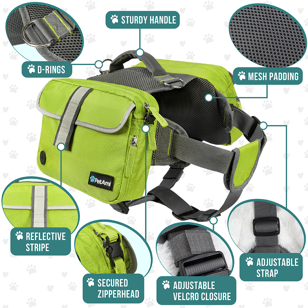Dog Backpack Harness For Hiking Traveling Camping Training Bag Vest Saddle Bag - Picture 17 of 43