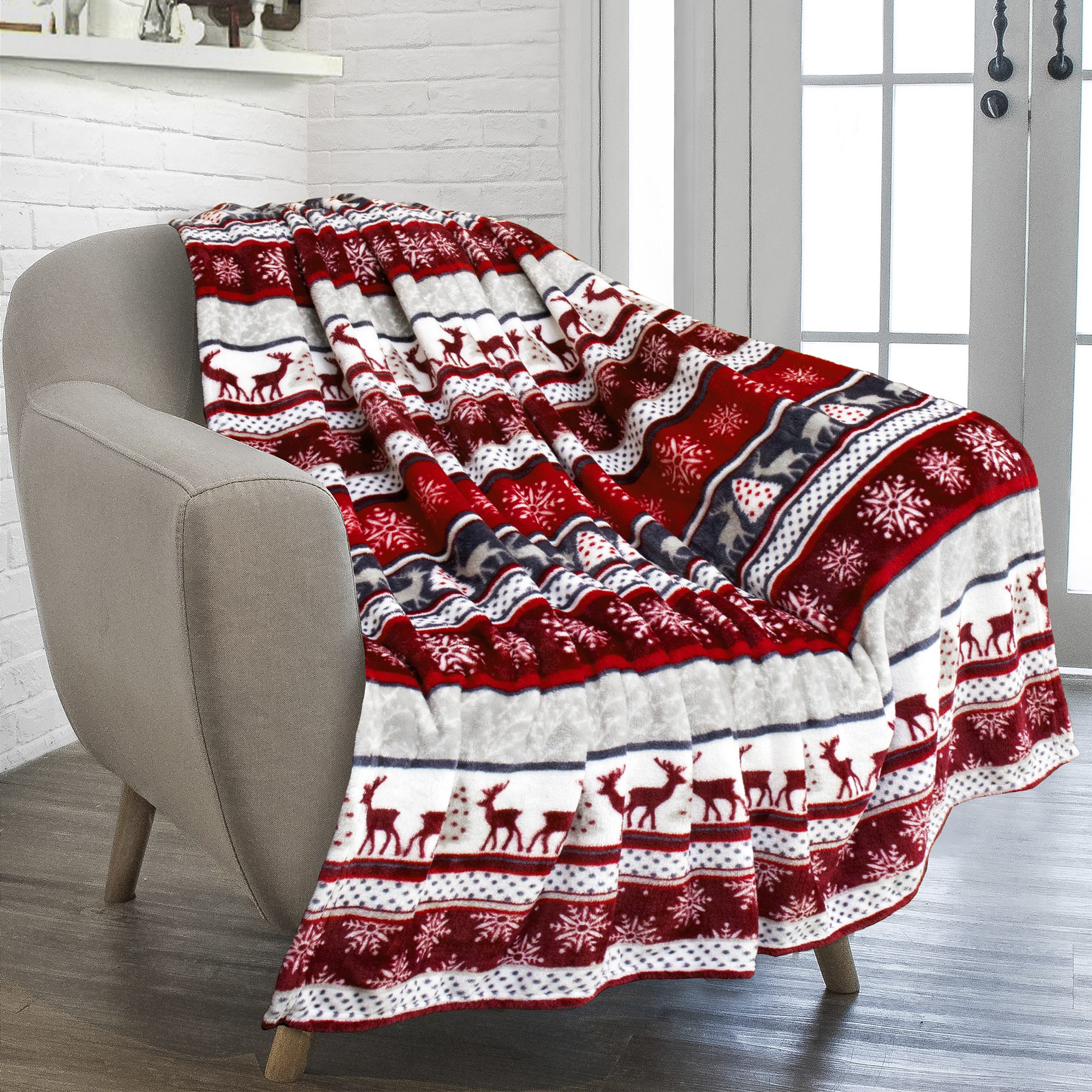 Merry Christmas Throw Blanket Holiday Pattern Decor Soft Fleece Sofa Couch Gift - Picture 38 of 110