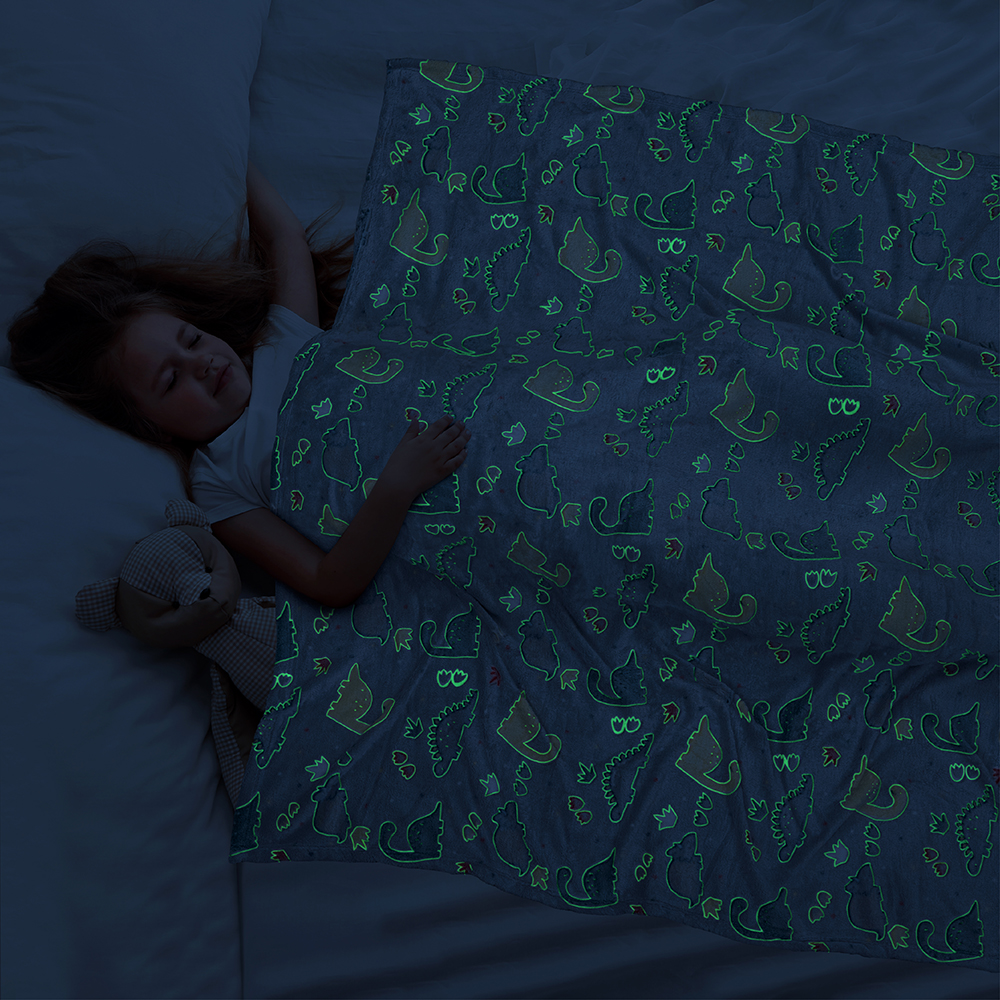 Glow in The Dark Throw Blanket for Kids Boys Girls Unicorn Dinosaur Space Stars - Picture 29 of 57