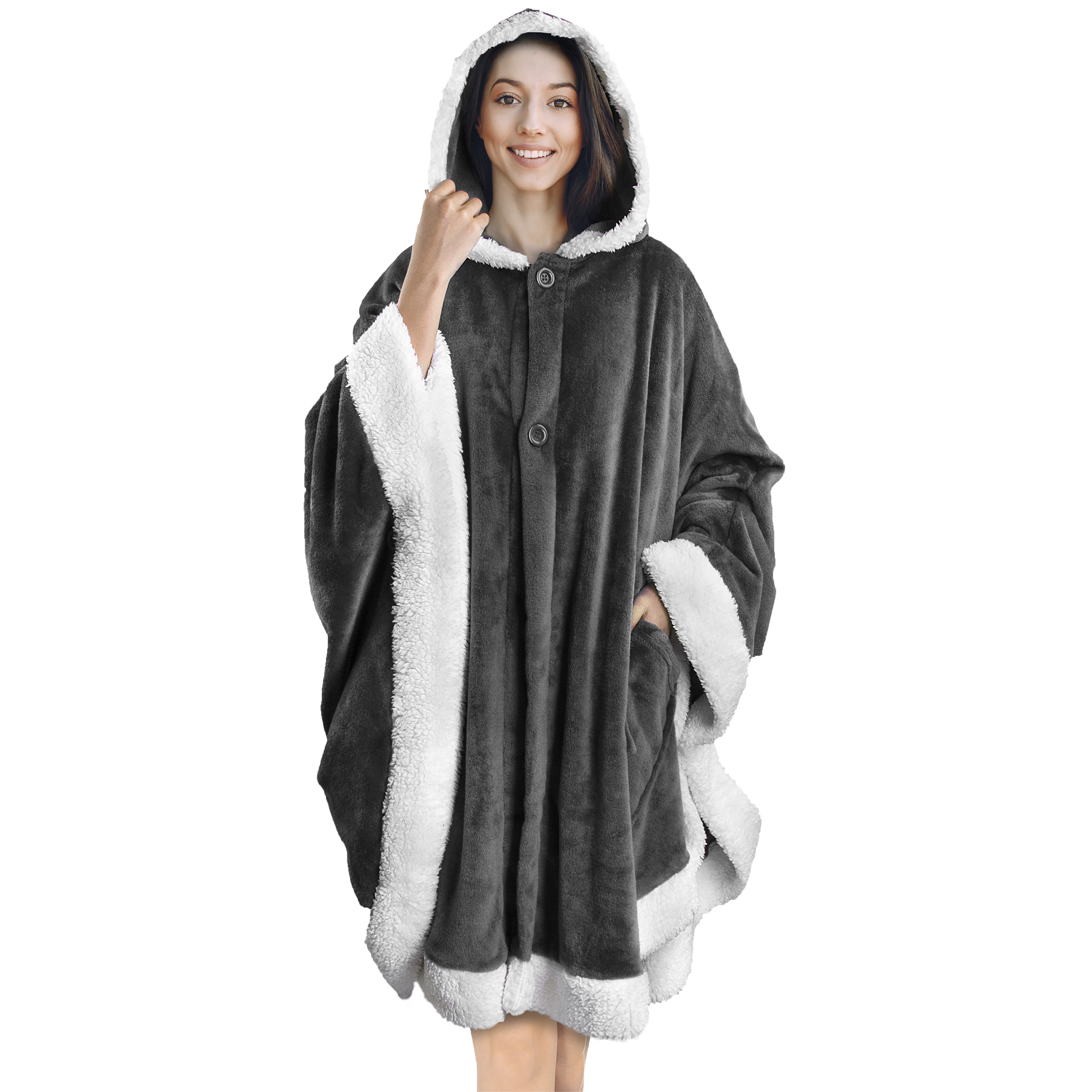 Polyester One Size  Black Soft & Cozy Company Animal Hooded Angel Wrap 
