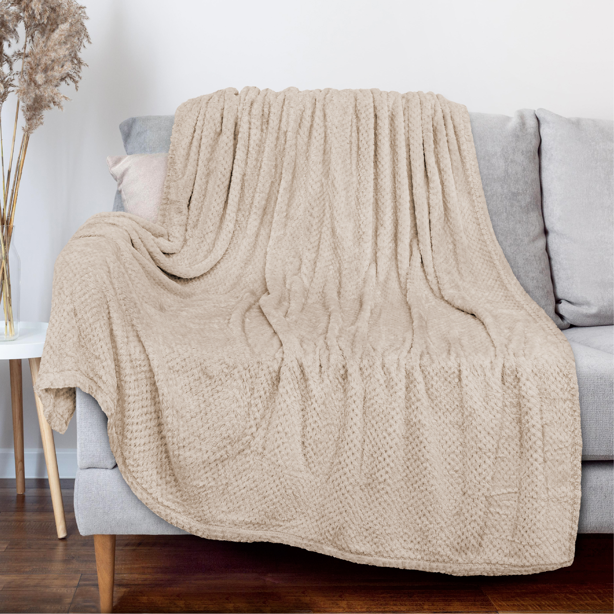 Throw Blanket for Sofa Couch Bed Lightweight Microfiber Polyester Waffle Pattern - Picture 73 of 190