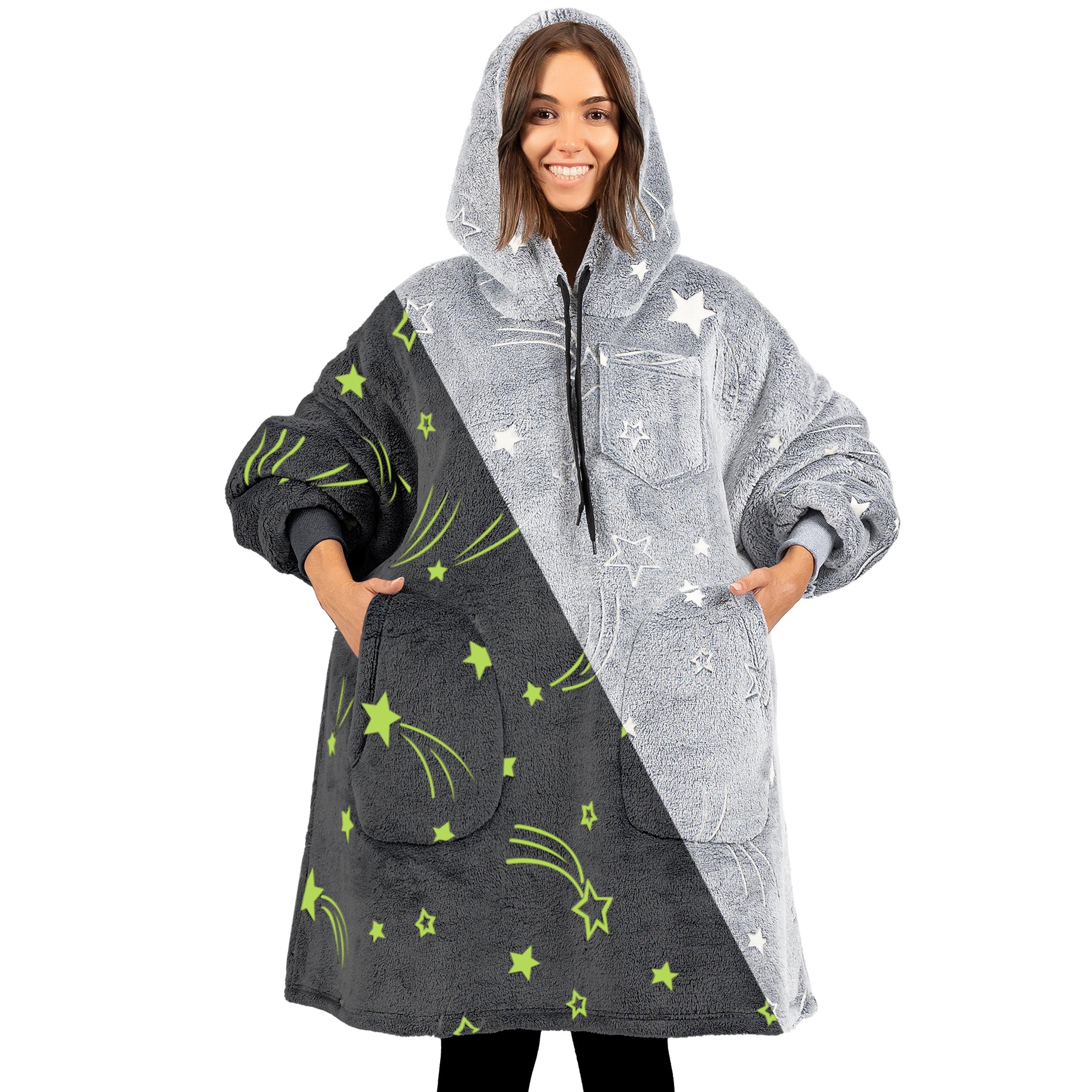 Manta Sudadera Sherpa Forro Felpa Suave Cómoda Vellón Gran Tamaño Sudadera con Capucha Bolsillo - Imagen 38 de 118