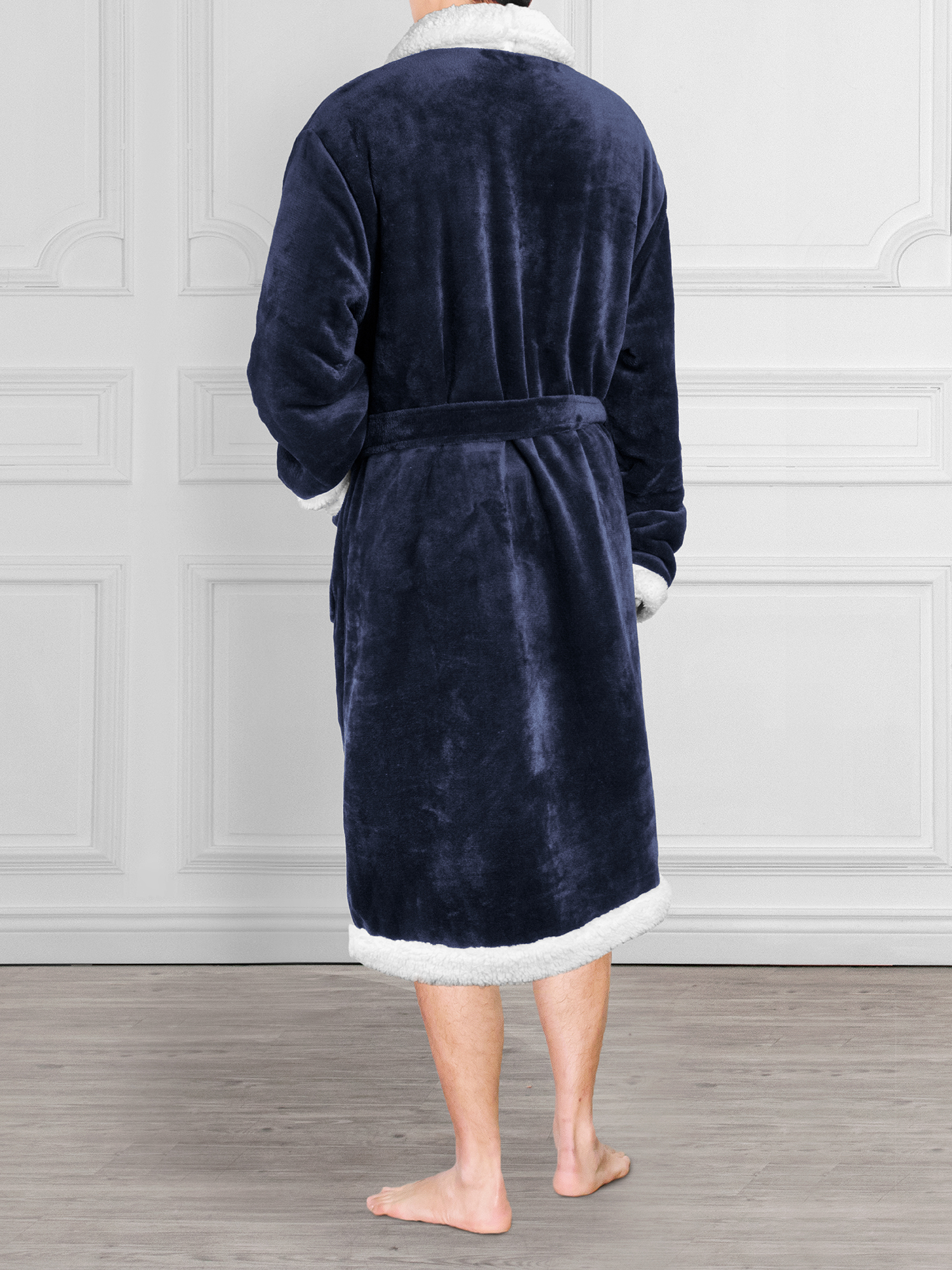 Bata cálida para hombre de lana forrada de sherpa bata de invierno ropa para dormir felpa suave - Imagen 24 de 43