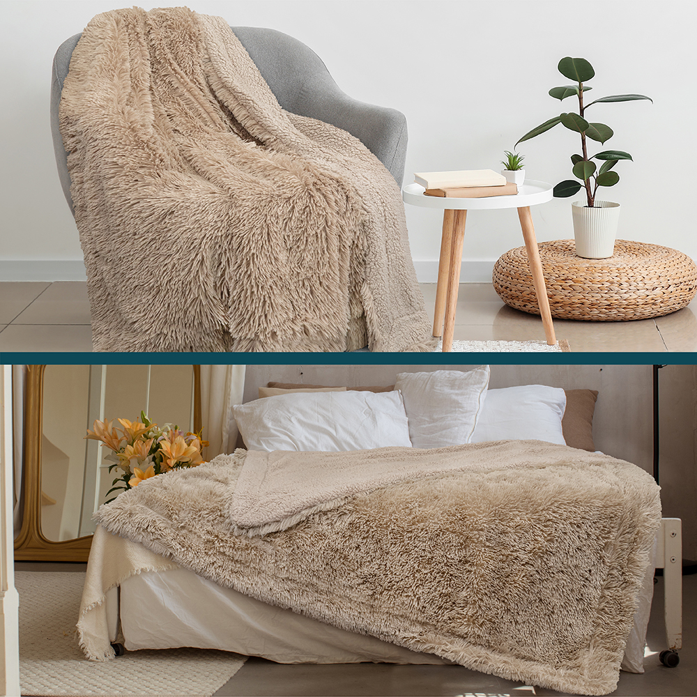Luxurious Faux Fur Blanket Soft Warm Fluffy Sherpa Sofa Throw Shaggy Soft Plush - Picture 31 of 100