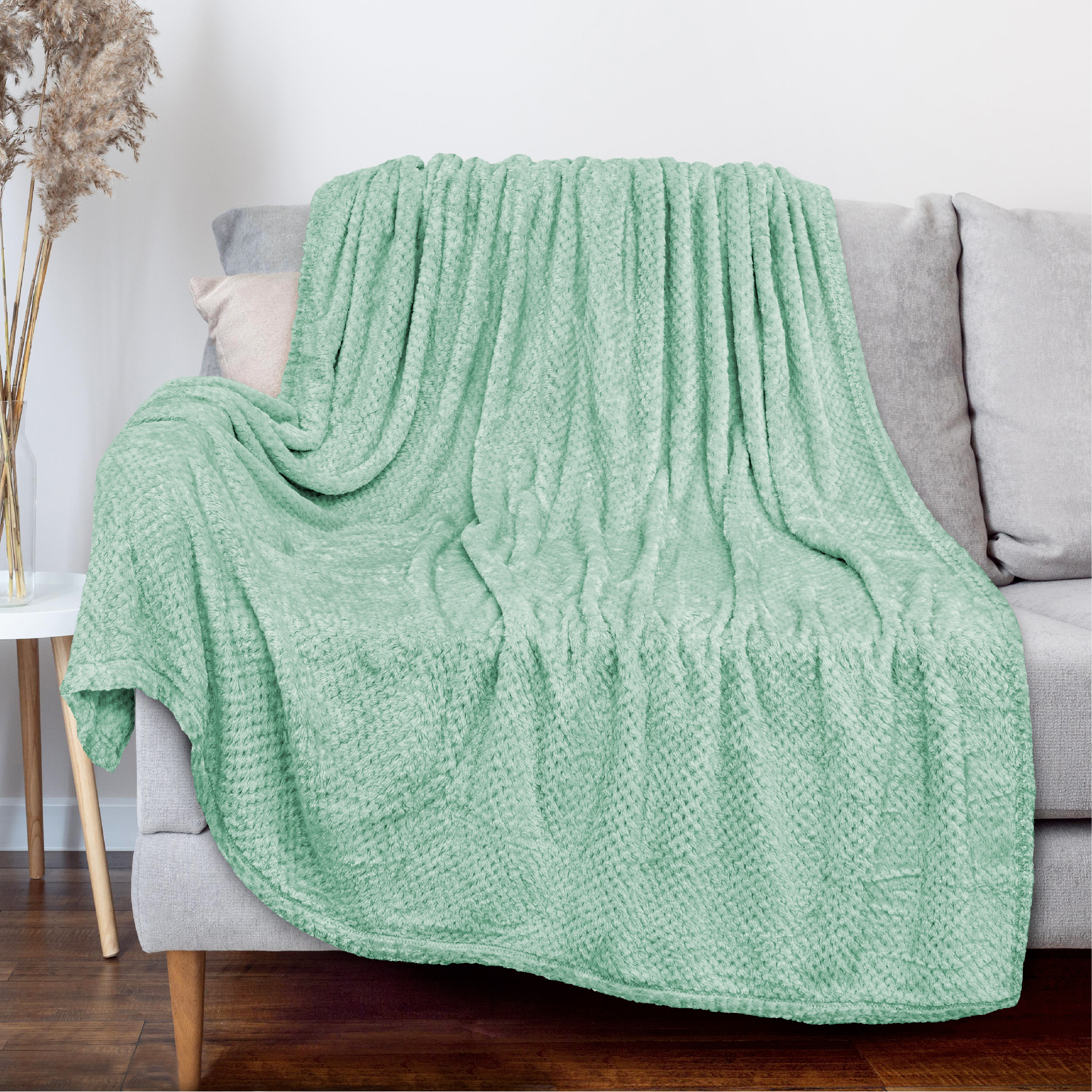 Throw Blanket for Sofa Couch Bed Lightweight Microfiber Polyester Waffle Pattern - Picture 111 of 190
