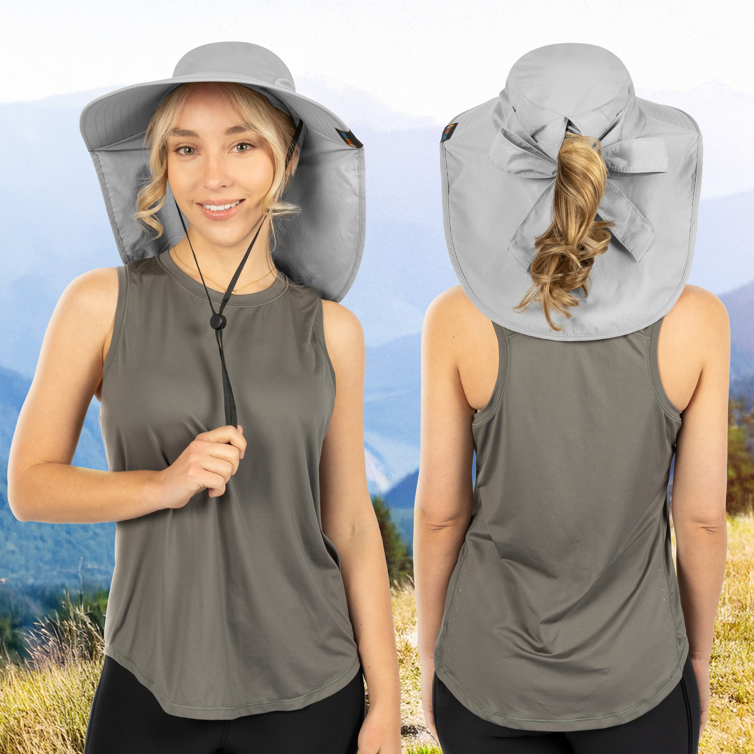 Sombrero para el Sol con Solapa para el Cuello Ala Ancha Sombrero para Senderismo 50+UPF Hombres Mujeres Pesca Safari FPS - Imagen 81 de 128