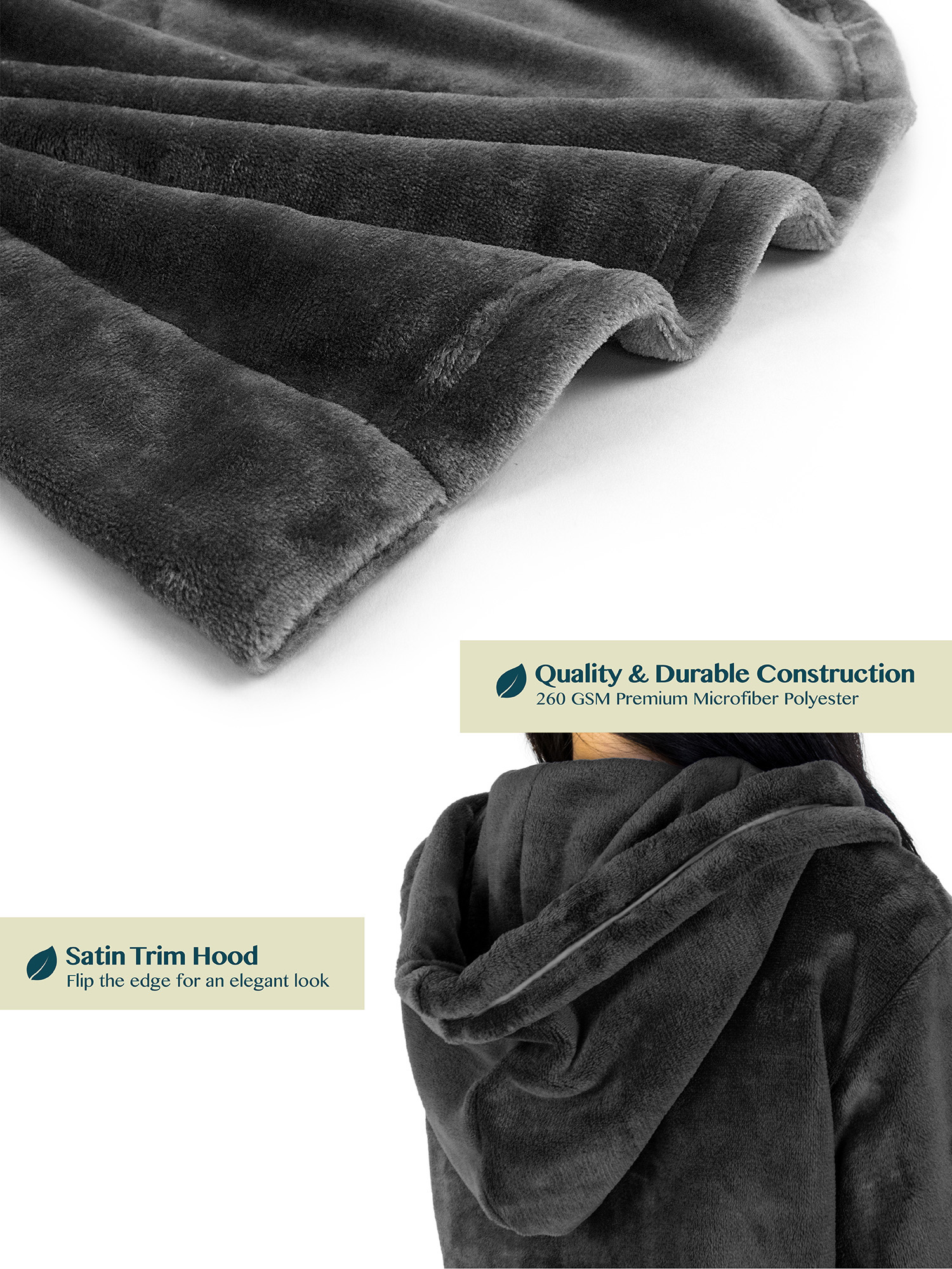 Womens Fleece Hooded Robe Plush Warm Long Luxury Spa Night Bathrobe Sleepwear - Picture 21 of 49