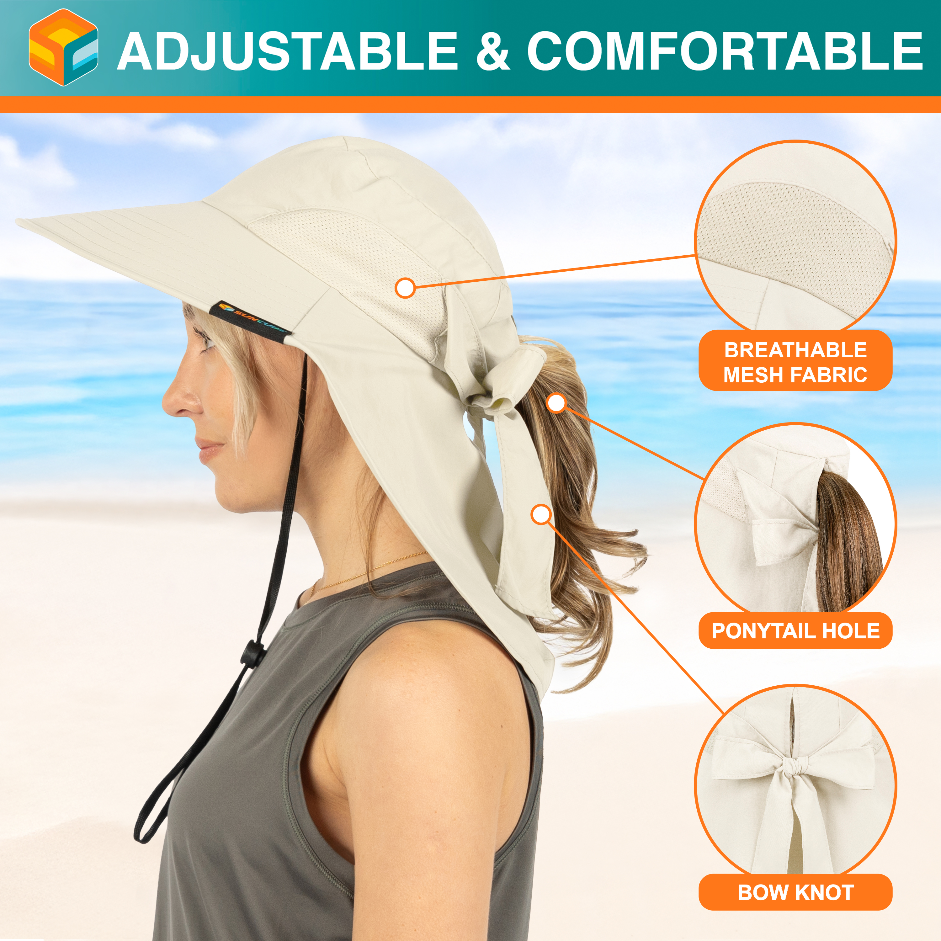 Sombrero para el Sol con Solapa para el Cuello Ala Ancha Sombrero para Senderismo 50+UPF Hombres Mujeres Pesca Safari FPS - Imagen 12 de 128