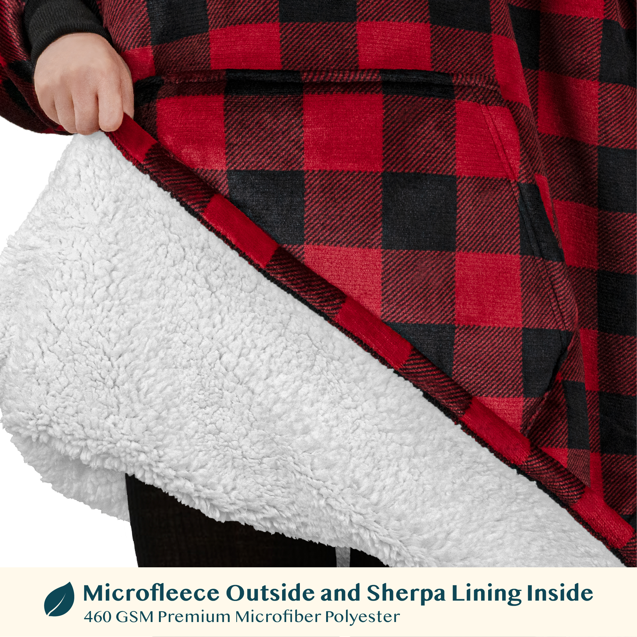 Blanket Sweatshirt Sherpa Lining Comfy Fleece Oversized Hoodie for Kids Teens JR - Picture 11 of 71