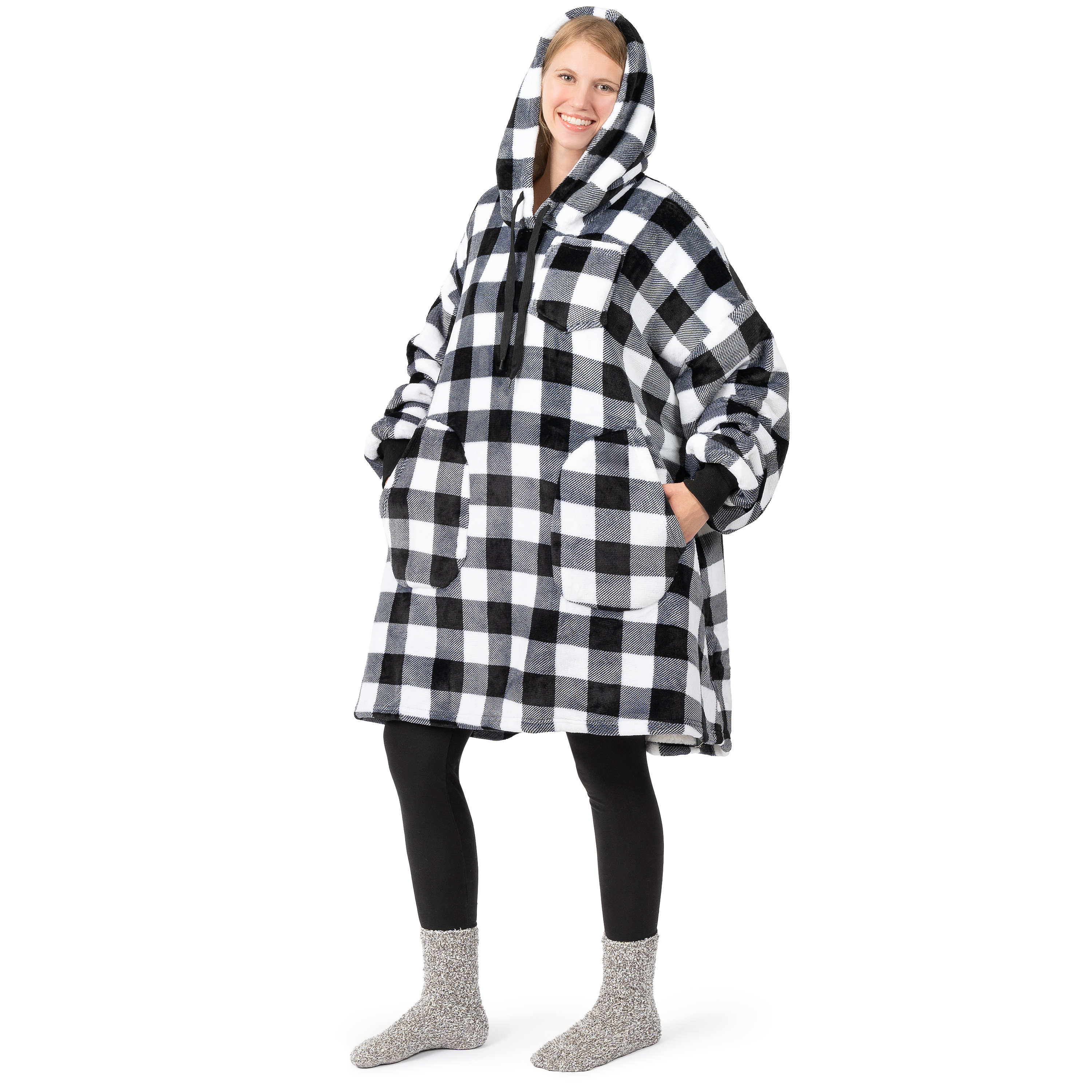 Manta Sudadera Sherpa Forro Felpa Suave Cómoda Vellón Gran Tamaño Sudadera con Capucha Bolsillo - Imagen 30 de 118
