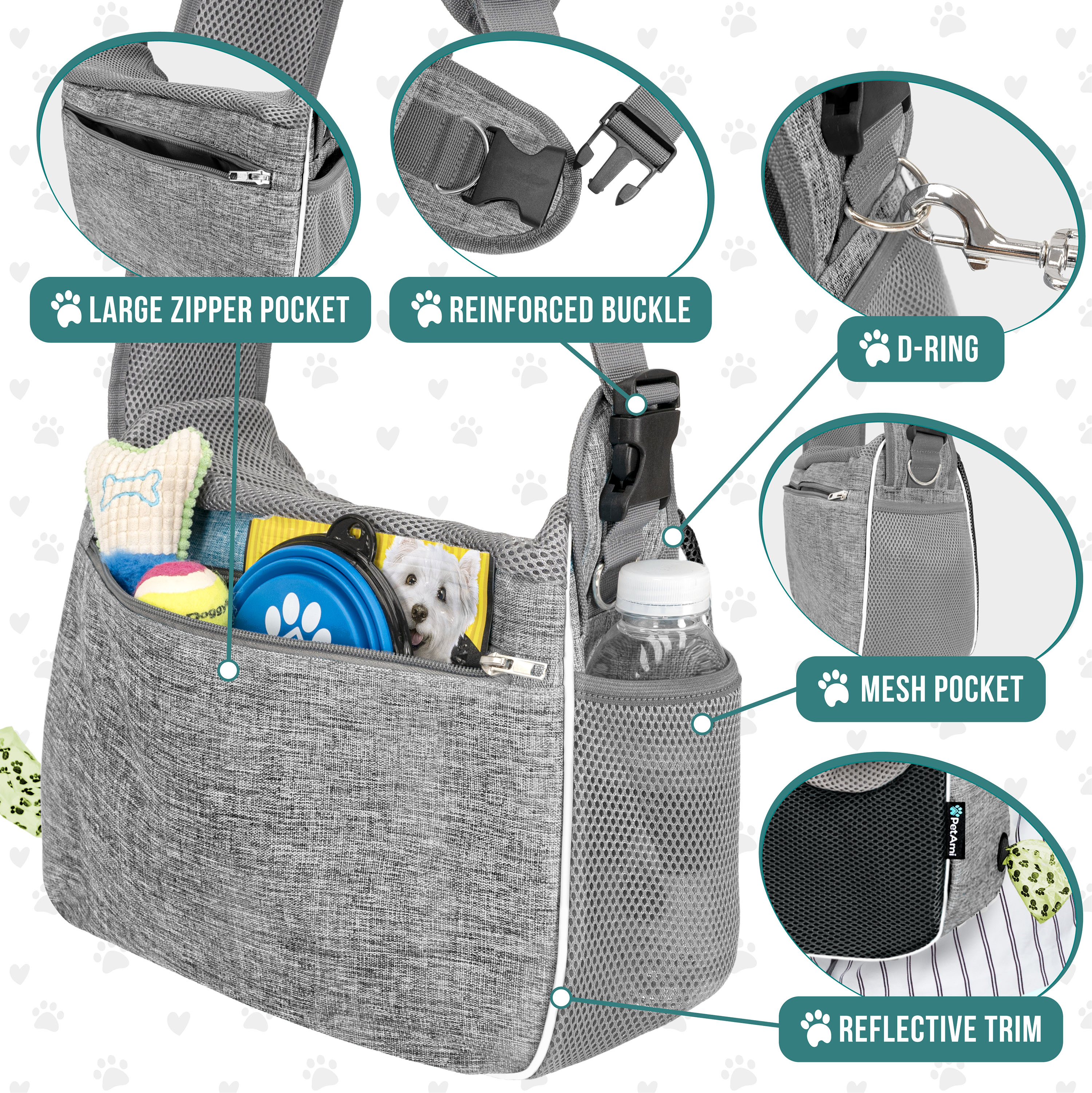 Pet Puppy Dog Mesh Sling Carry Pack Backpack Carrier Travel Tote Shoulder Bag - Picture 12 of 34