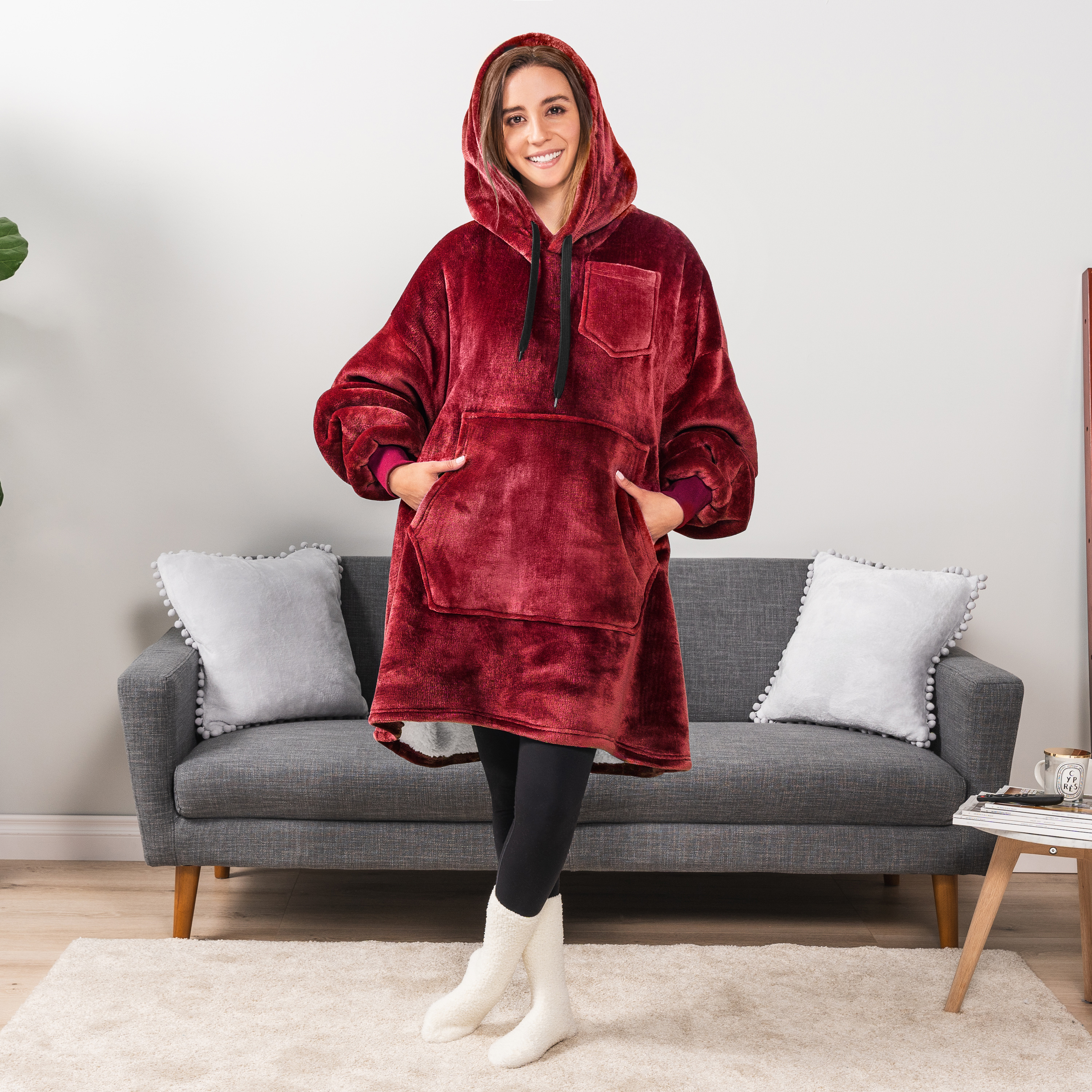 Blanket Sweatshirt Sherpa Plush Soft Comfy Fleece Oversized Hoodie Pocket Gift - Picture 113 of 117