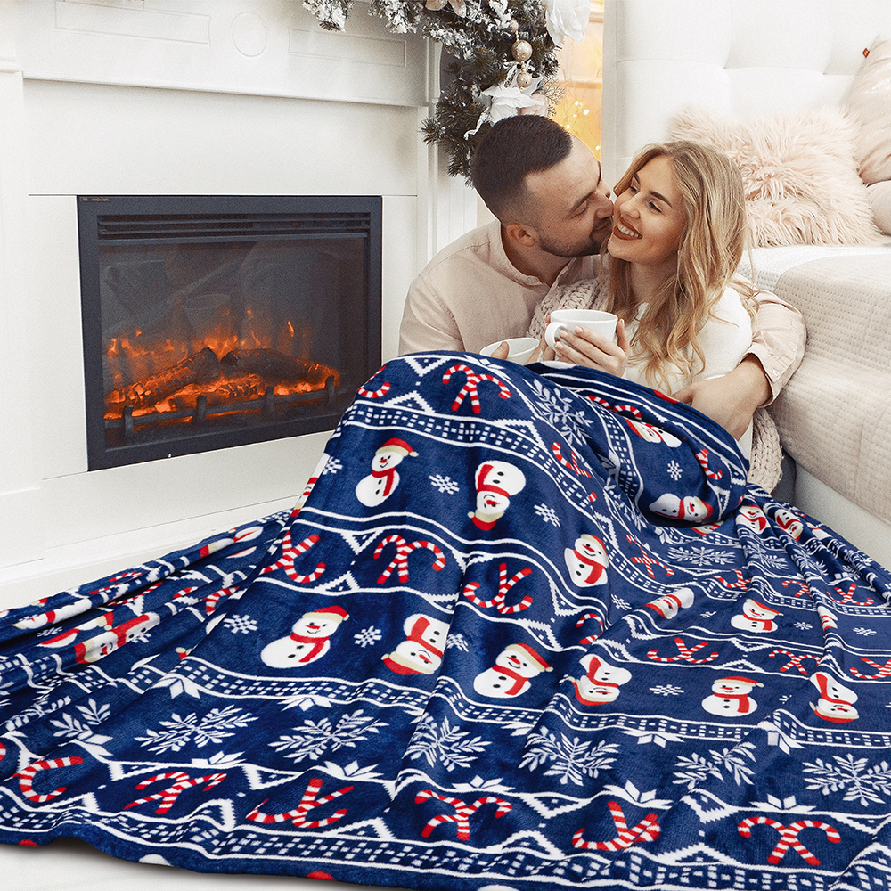 Merry Christmas Throw Blanket Holiday Pattern Decor Soft Fleece Sofa Couch Gift - Picture 7 of 110