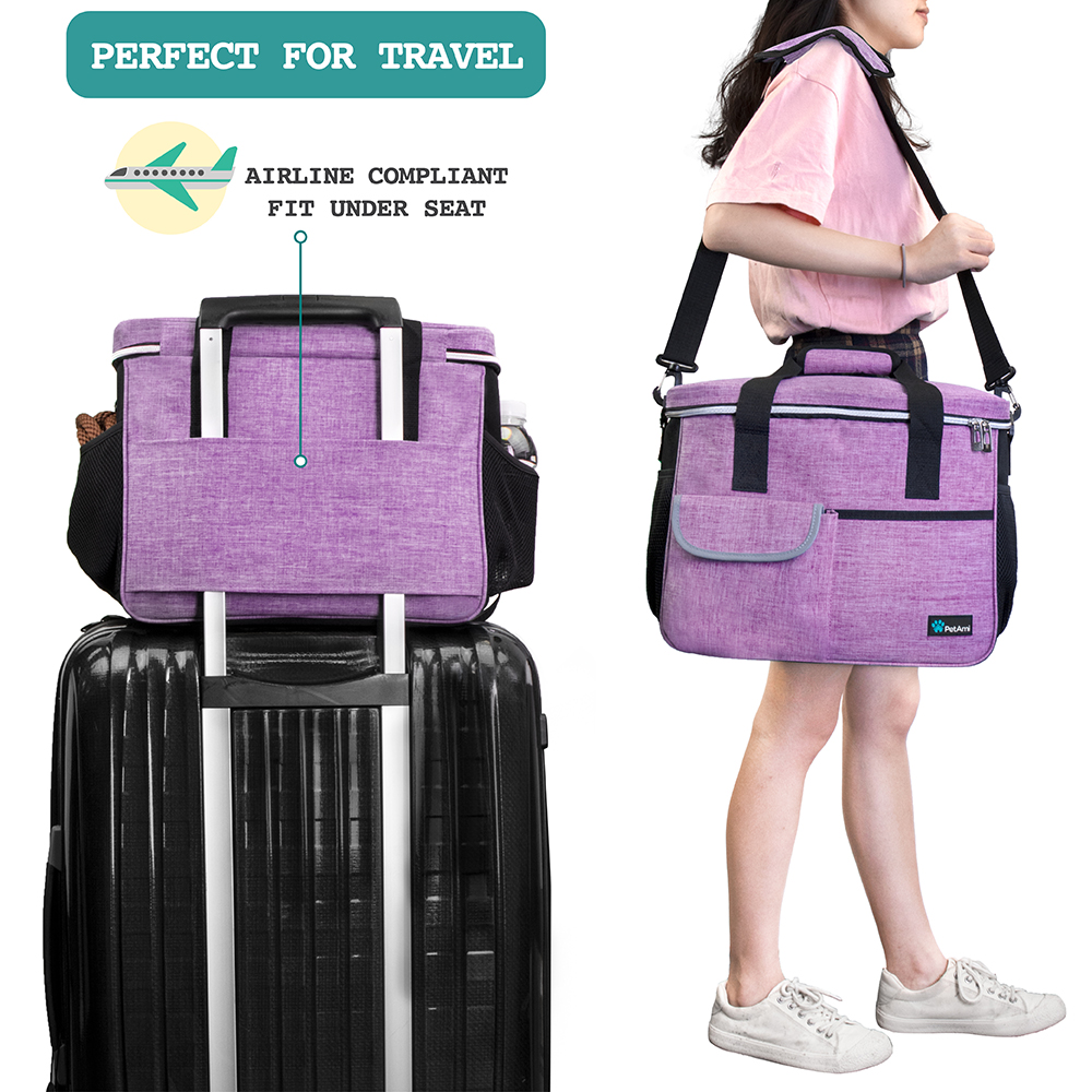 Pet Supply Travel Bag Set Weekend Tote Dog Gear Food Carrier Accessory Organizer - Picture 39 of 59