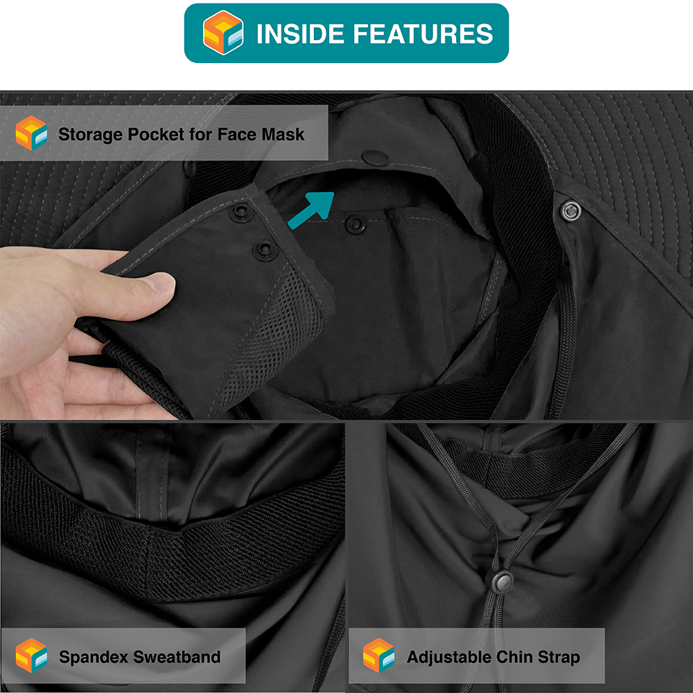 Boonie Sun Hat With Neck Flap UPF Face Cover Shade for Outdoors Fishing Hiking - Picture 6 of 43