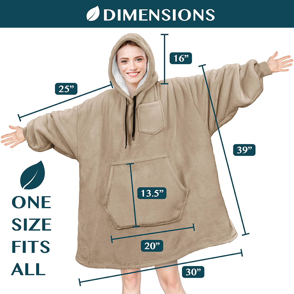Blanket Sweatshirt Sherpa Plush Soft Comfy Fleece Oversized Hoodie Pocket Gift - Picture 97 of 117