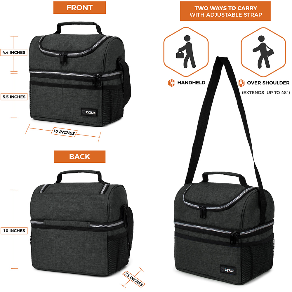 Double Deck Lunch Bag Dual Compartment for Women Men Work Office ...