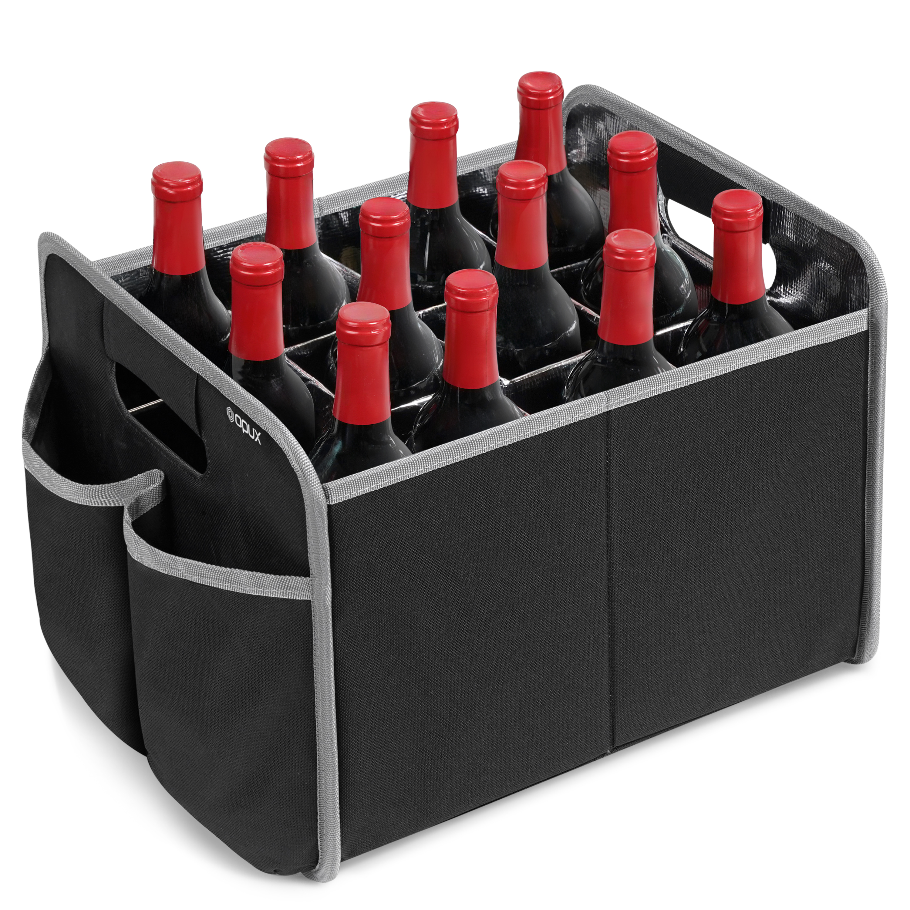 12 Bottle Wine Tote Bag Collapsible Carrier Caddy Storage Bo