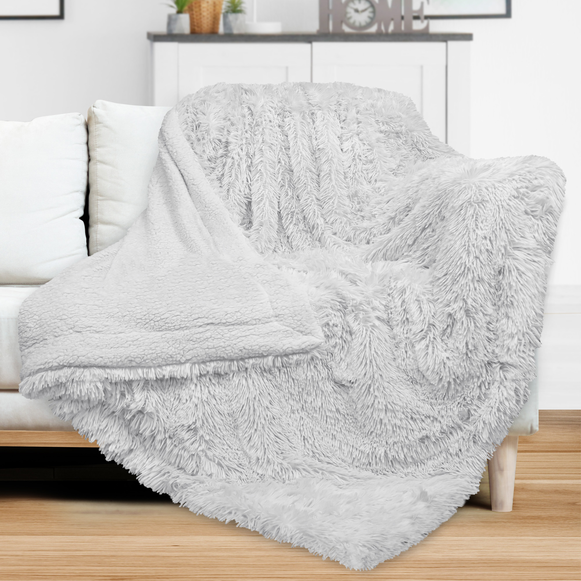 Faux Fur Throw Plush Soft Warm Sherpa for Bed Couch Sofa 50x60 Fleece Blanket 