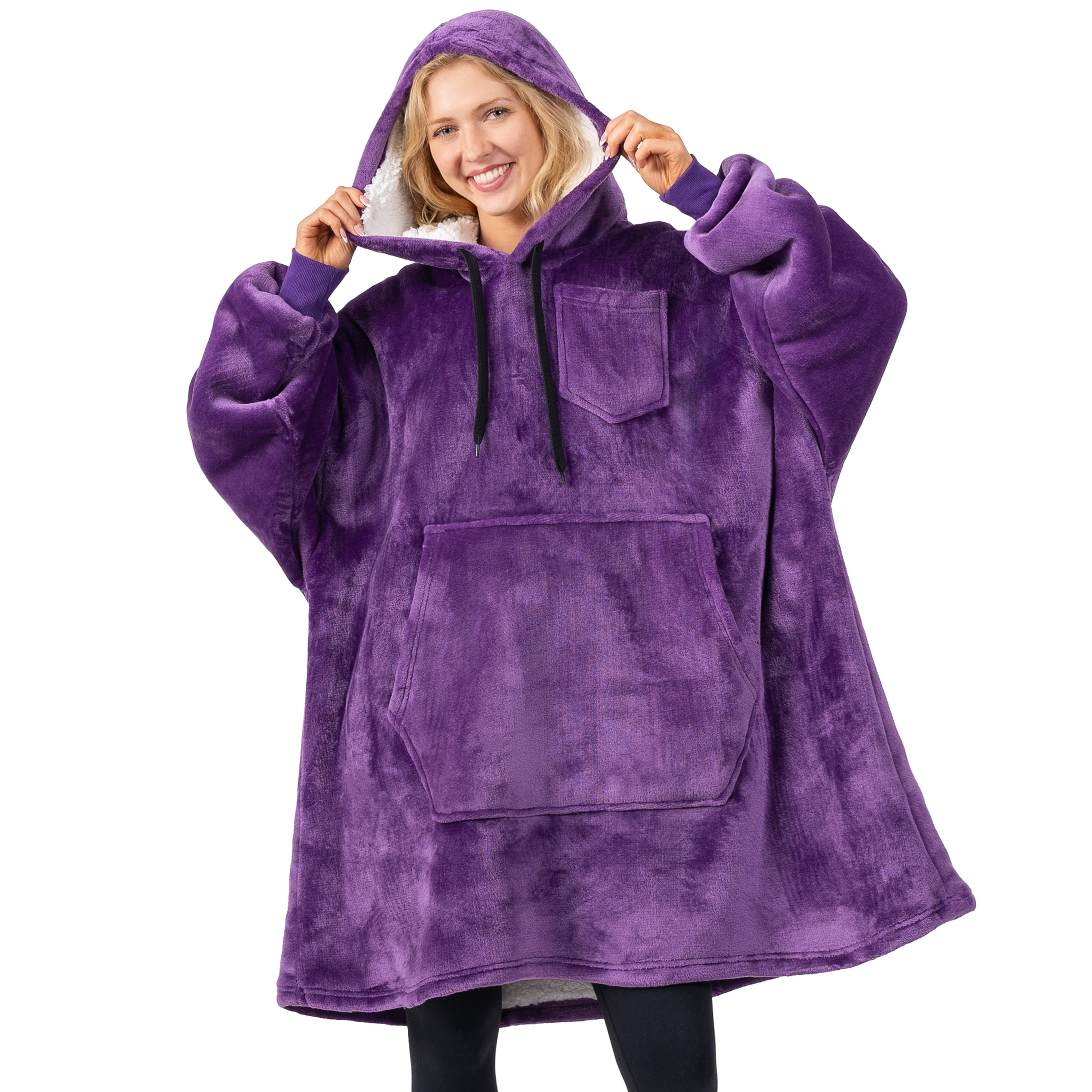 Blanket Sweatshirt Sherpa Plush Soft Comfy Fleece Oversized Hoodie Pocket Gift - Picture 82 of 117