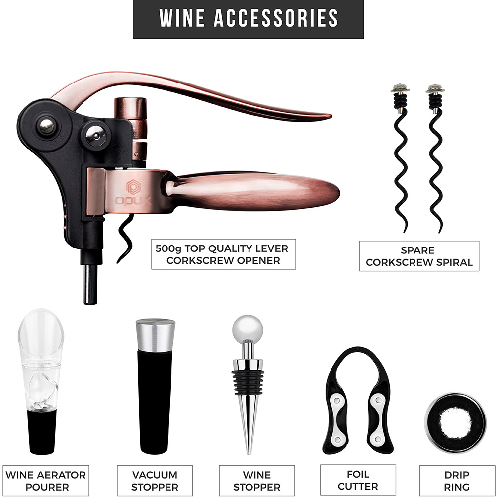 Rabbit Corkscrew Wine Opener Set 8PC Wine Tool Set Aerator Foil Cutter