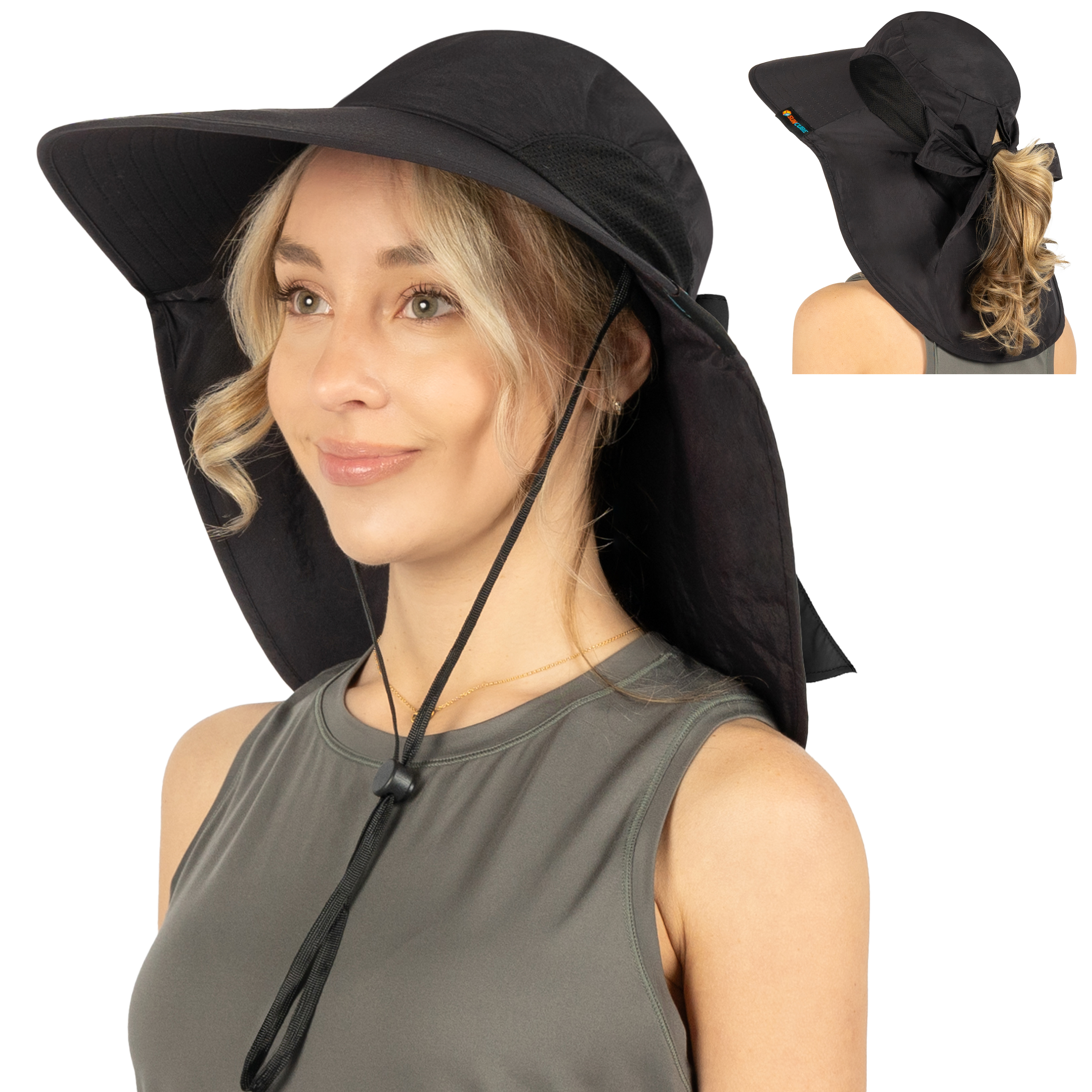 Sombrero para el Sol con Solapa para el Cuello Ala Ancha Sombrero para Senderismo 50+UPF Hombres Mujeres Pesca Safari FPS - Imagen 27 de 128
