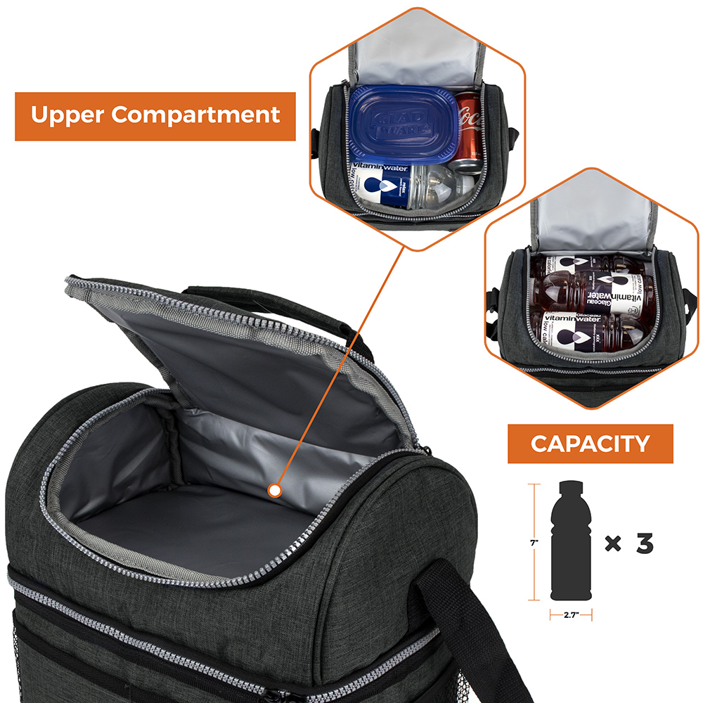 Insulated Lunch Bag Box for Women Men Kid Double Deck Cooler Hot Cold Adult Tote - Picture 32 of 81