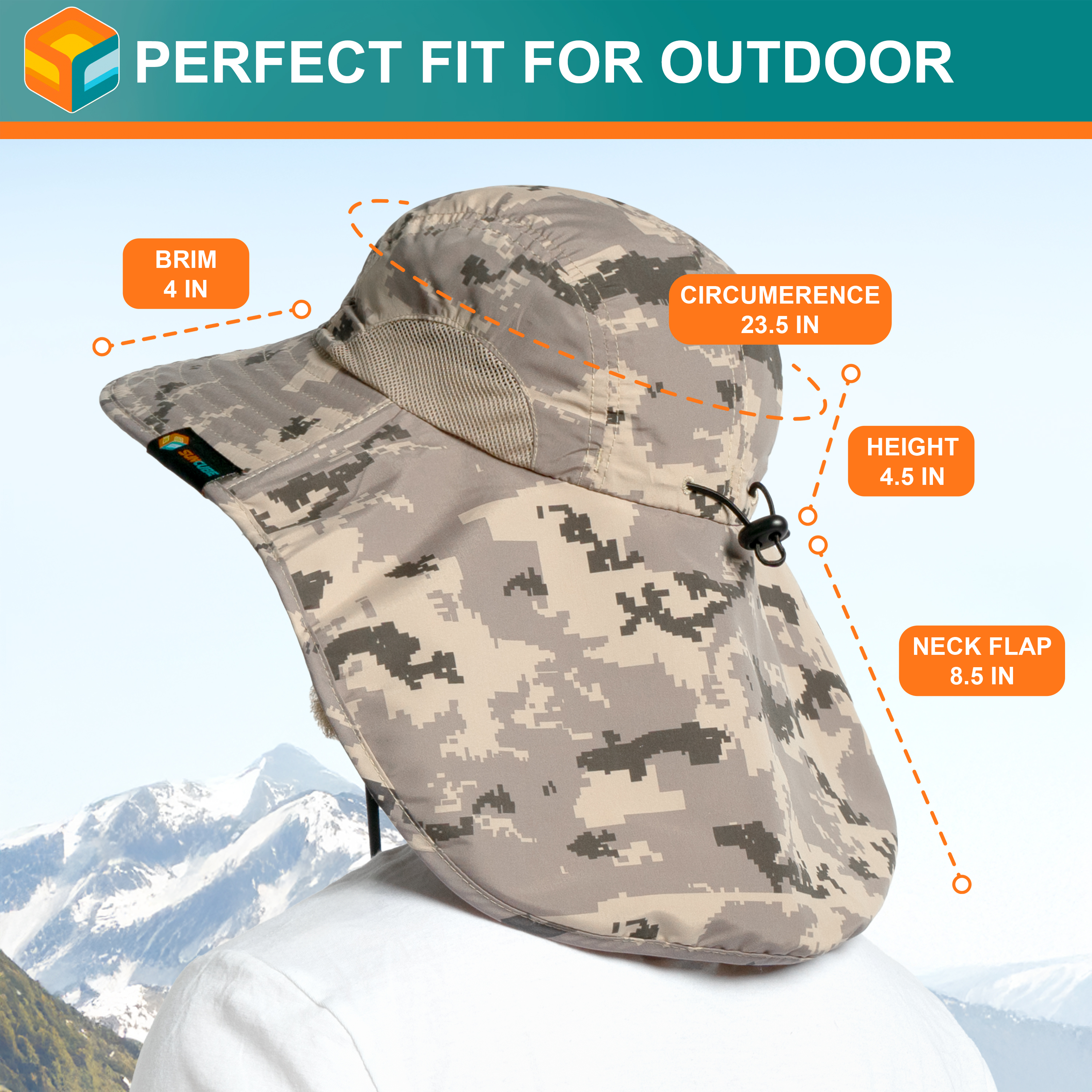Sombrero para el Sol con Solapa para el Cuello Ala Ancha Sombrero para Senderismo 50+UPF Hombres Mujeres Pesca Safari FPS - Imagen 47 de 128