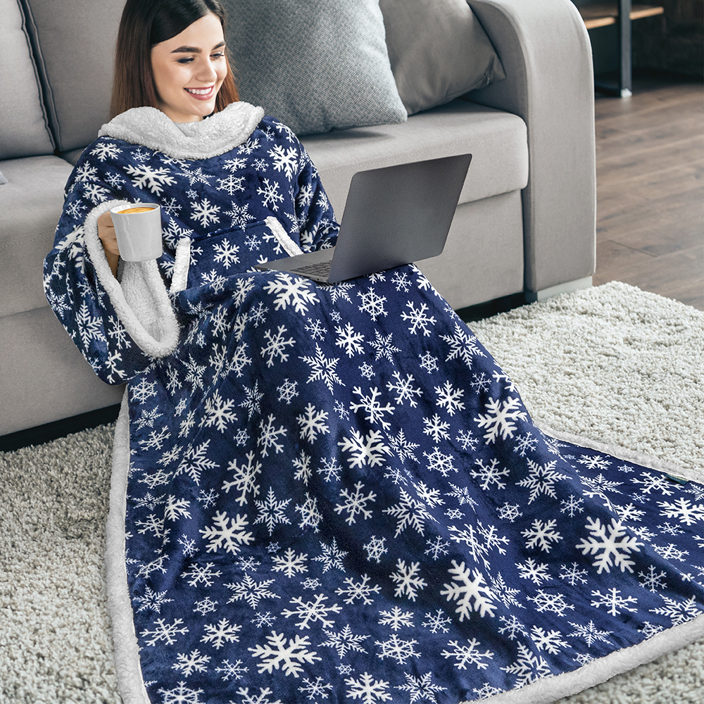 Manta portátil de Navidad con mangas de lana suave vestido acurrucado sofá sofá sofá sofá - Imagen 27 de 57