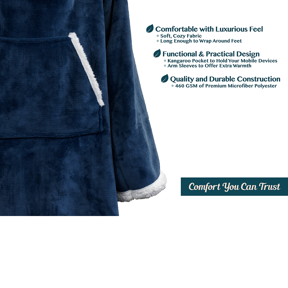 Fleece Wearable TV Blanket with Sleeves Front Pocket Robe Warn Soft Blanket Gift - Picture 100 of 168