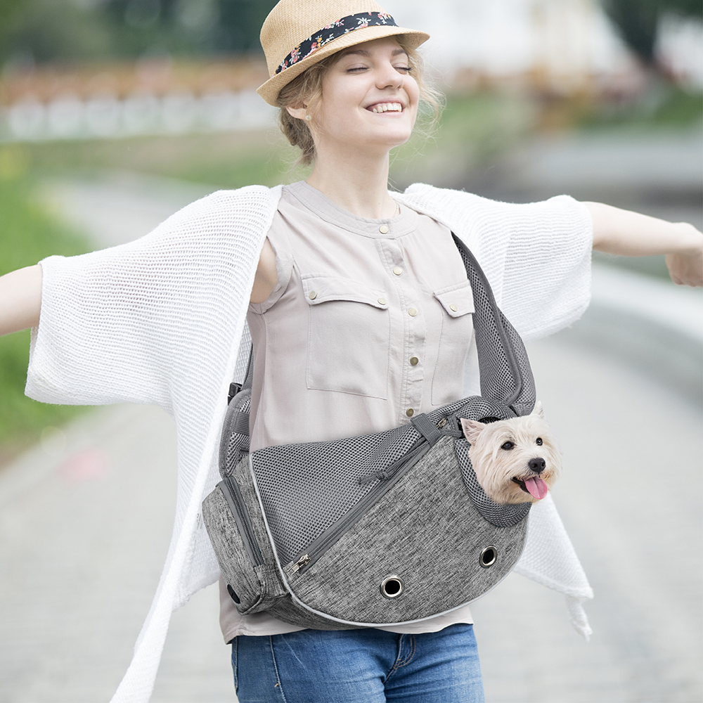 Pet Dog Sling Carrier Bag Mesh Puppy Carry Pack Shoulder Backpack Travel Tote M - Picture 13 of 35