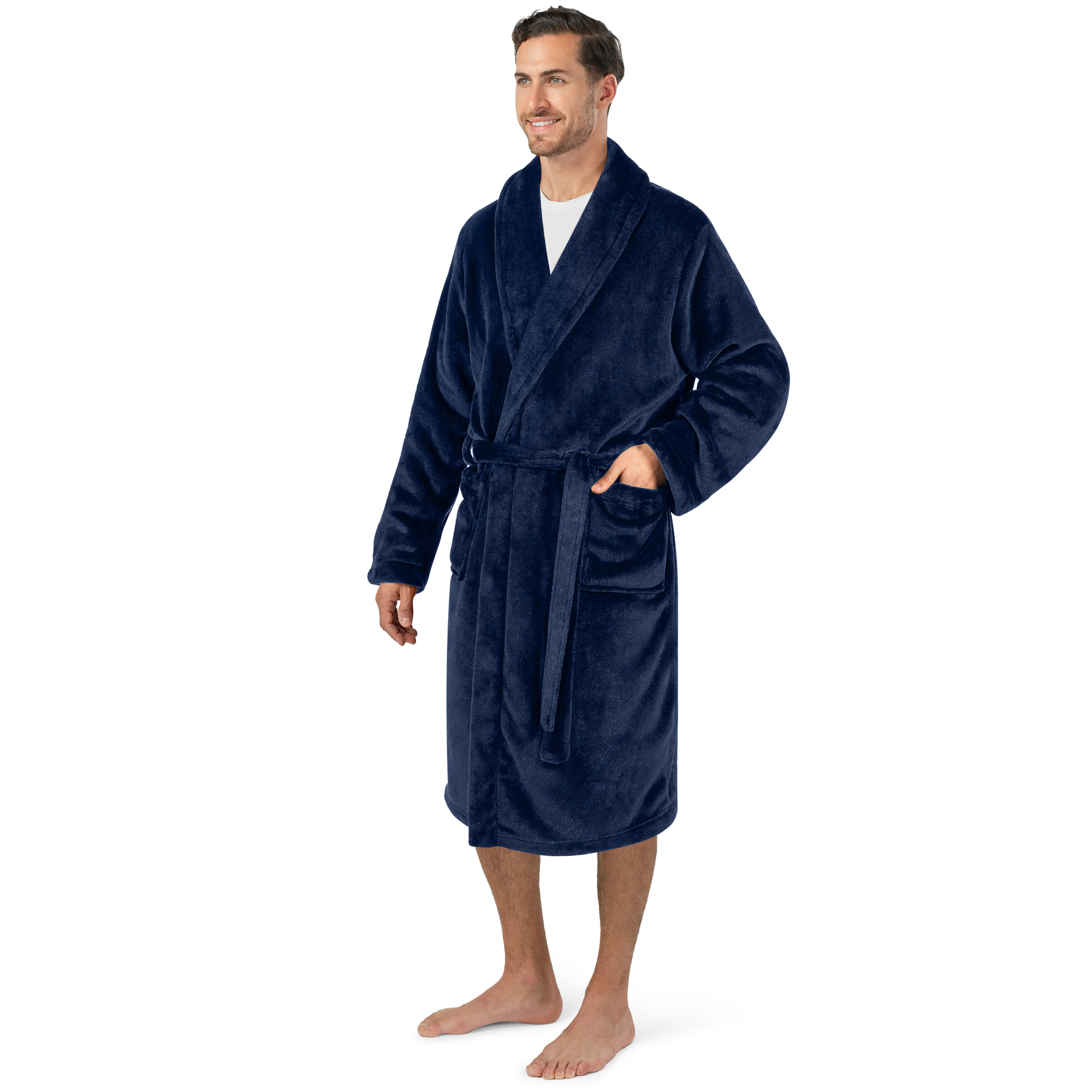 Leichter Herren Morgenmantel Mikrofaser Fleece Bademantel Lang Weich Spa Männer Bademantel - Bild 18 von 27