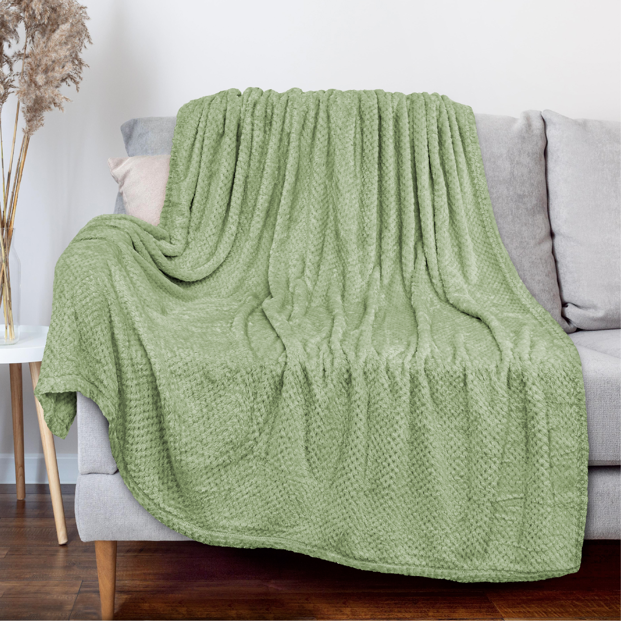 Throw Blanket for Sofa Couch Bed Lightweight Microfiber Polyester Waffle Pattern - Picture 145 of 190