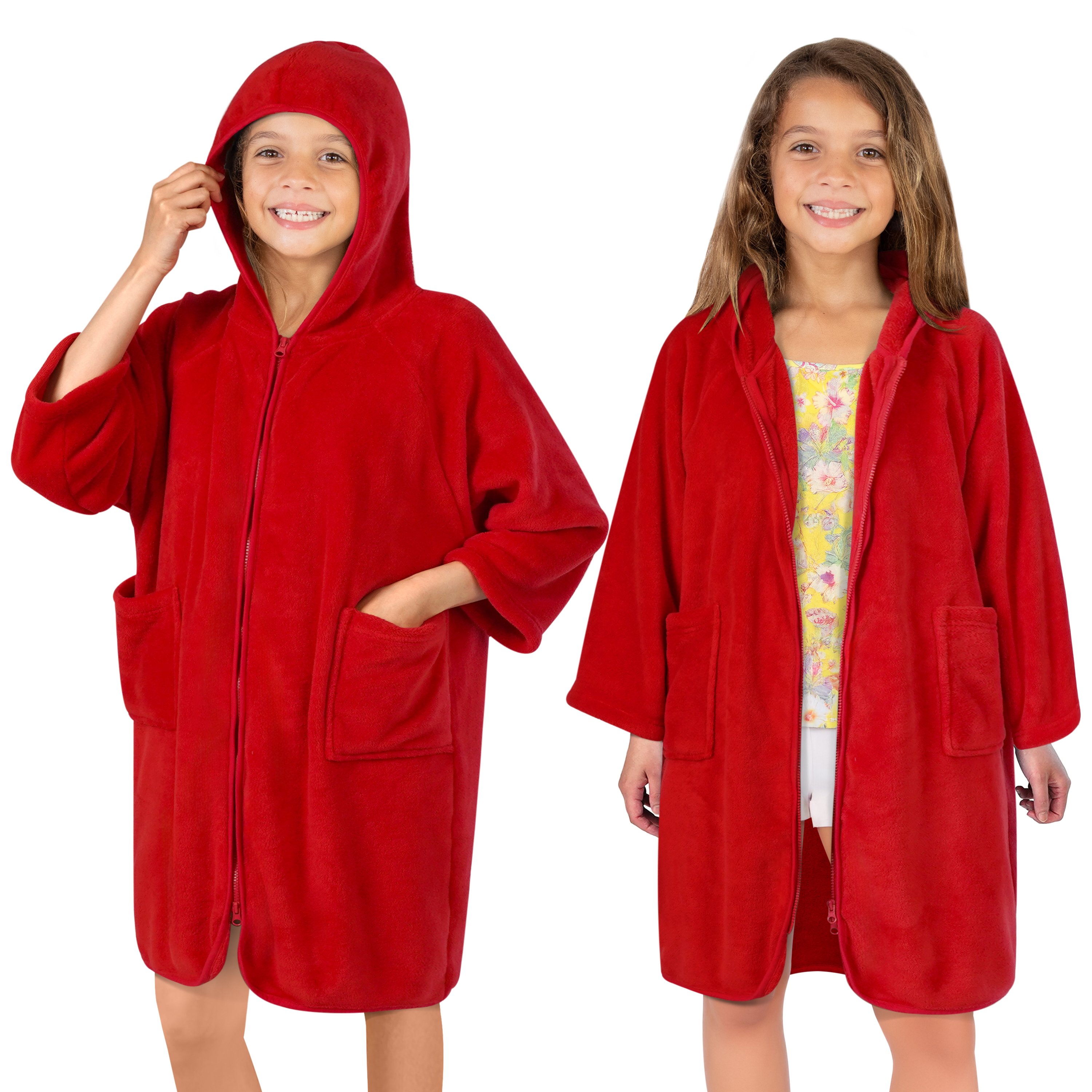 Robe Zip Up Bath Swim Parka Beach Cover Up For Boys Girls 7-