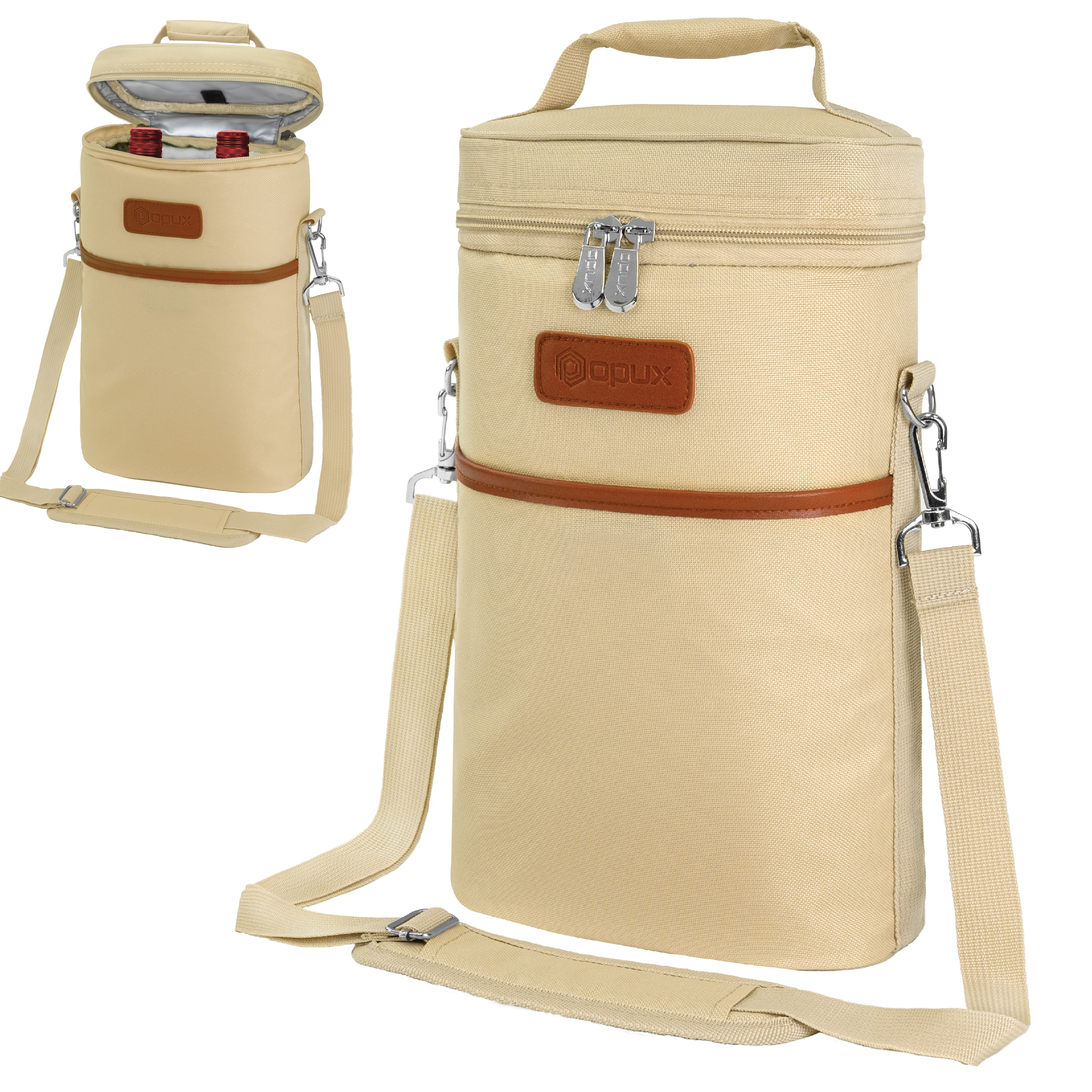Insulated Wine Carrier Tote Bag Two 2 Bottle Padded Cooler Bag Travel Protection