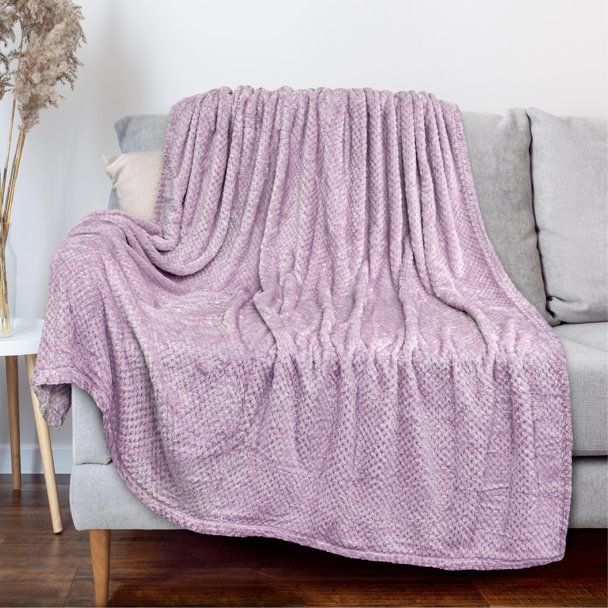 Throw Blanket for Sofa Couch Bed Lightweight Microfiber Polyester Waffle Pattern - Picture 81 of 190