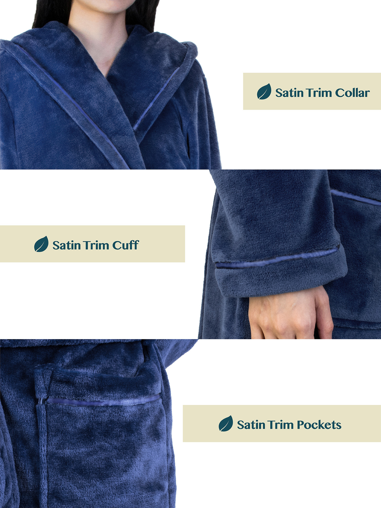 Womens Fleece Hooded Robe Plush Warm Long Luxury Spa Night Bathrobe Sleepwear - Picture 12 of 49