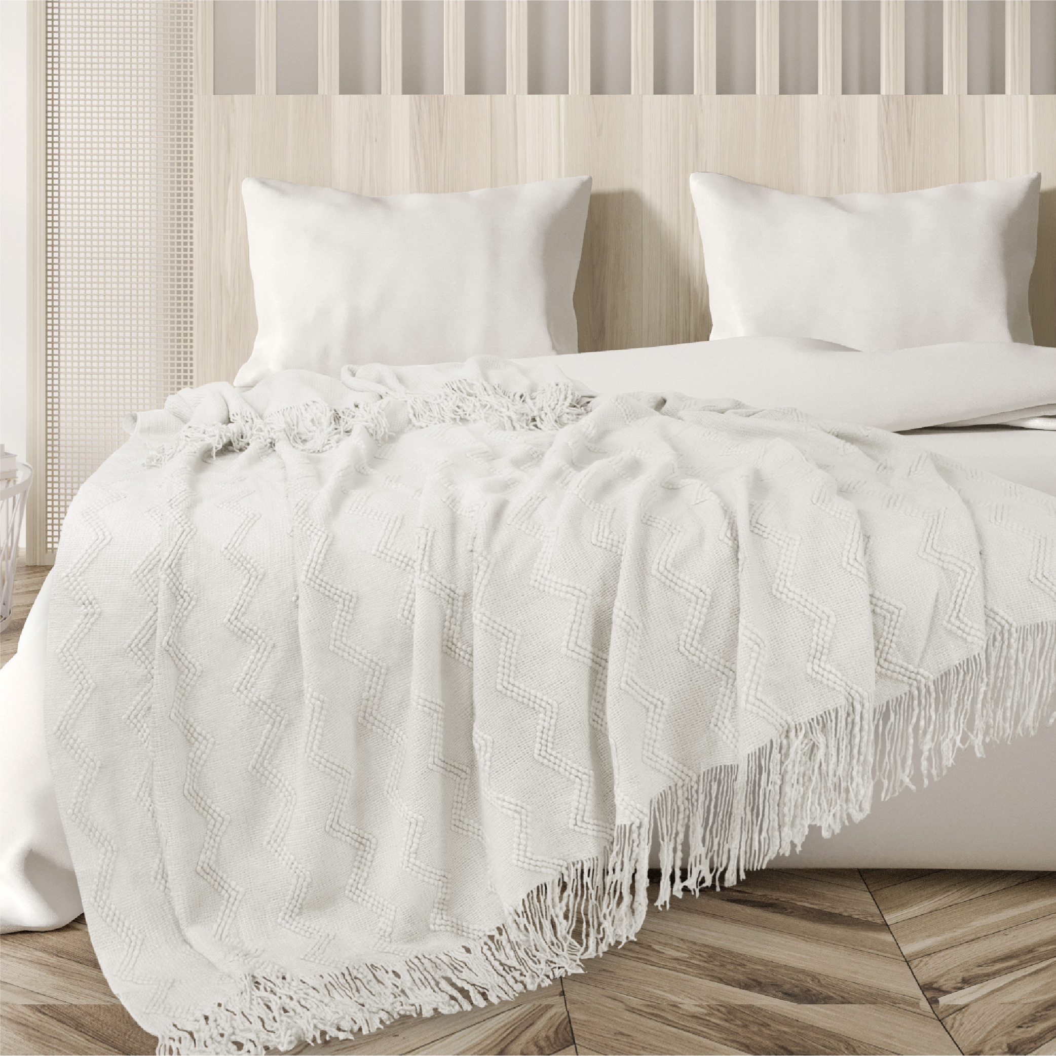 Textured Knitted Fringe Throw Blanket Decorative for Couch Sofa Bed Lightweight - Picture 131 of 142