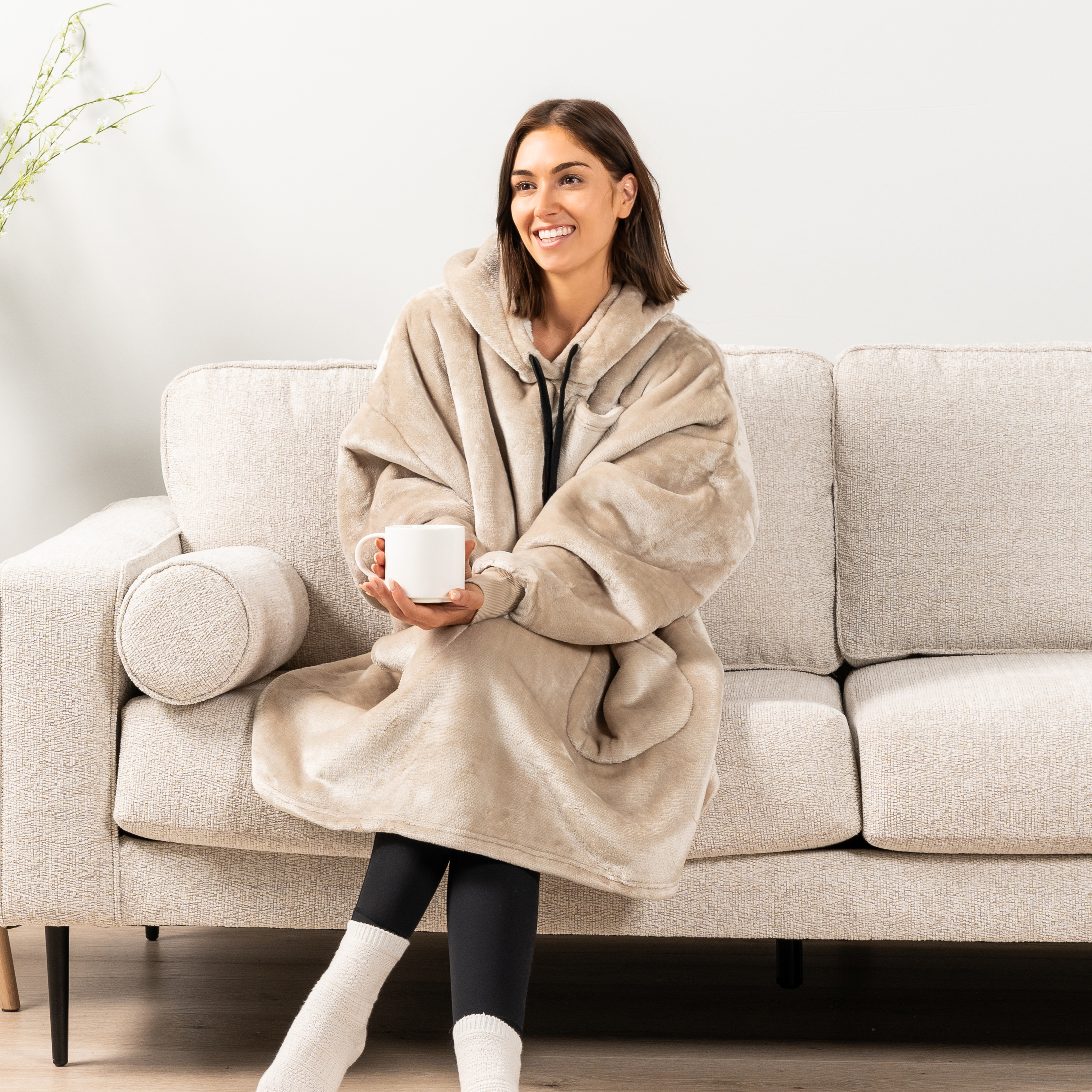 Manta Sudadera Sherpa Forro Felpa Suave Cómoda Vellón Gran Tamaño Sudadera con Capucha Bolsillo - Imagen 94 de 118